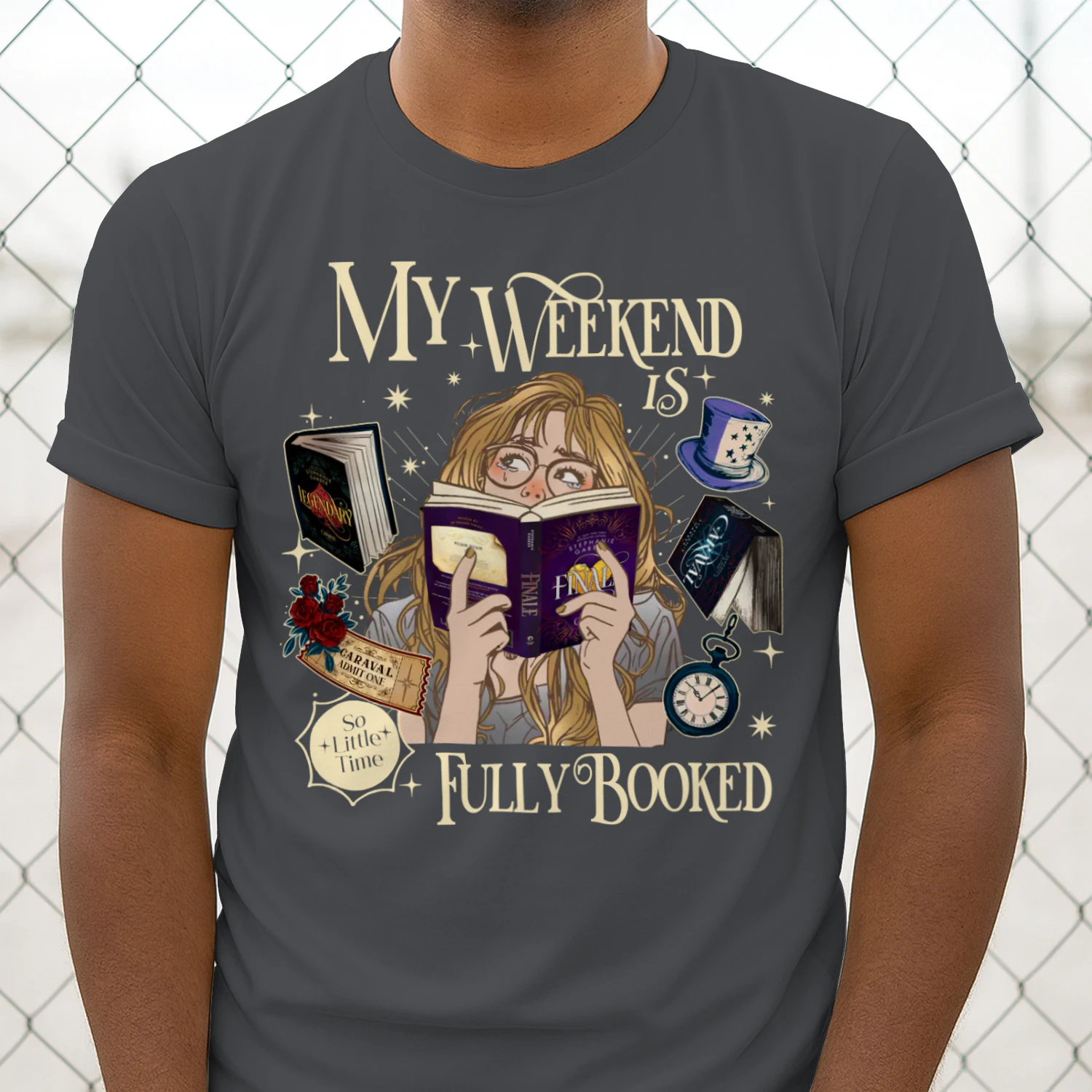 My Weekend Is Fully Booked Heavy Cotton Dark Colors T-shirt 2 Side, Caraval Series Gildan Tee, Young Adult Book Shirt, Book Lover Gifts