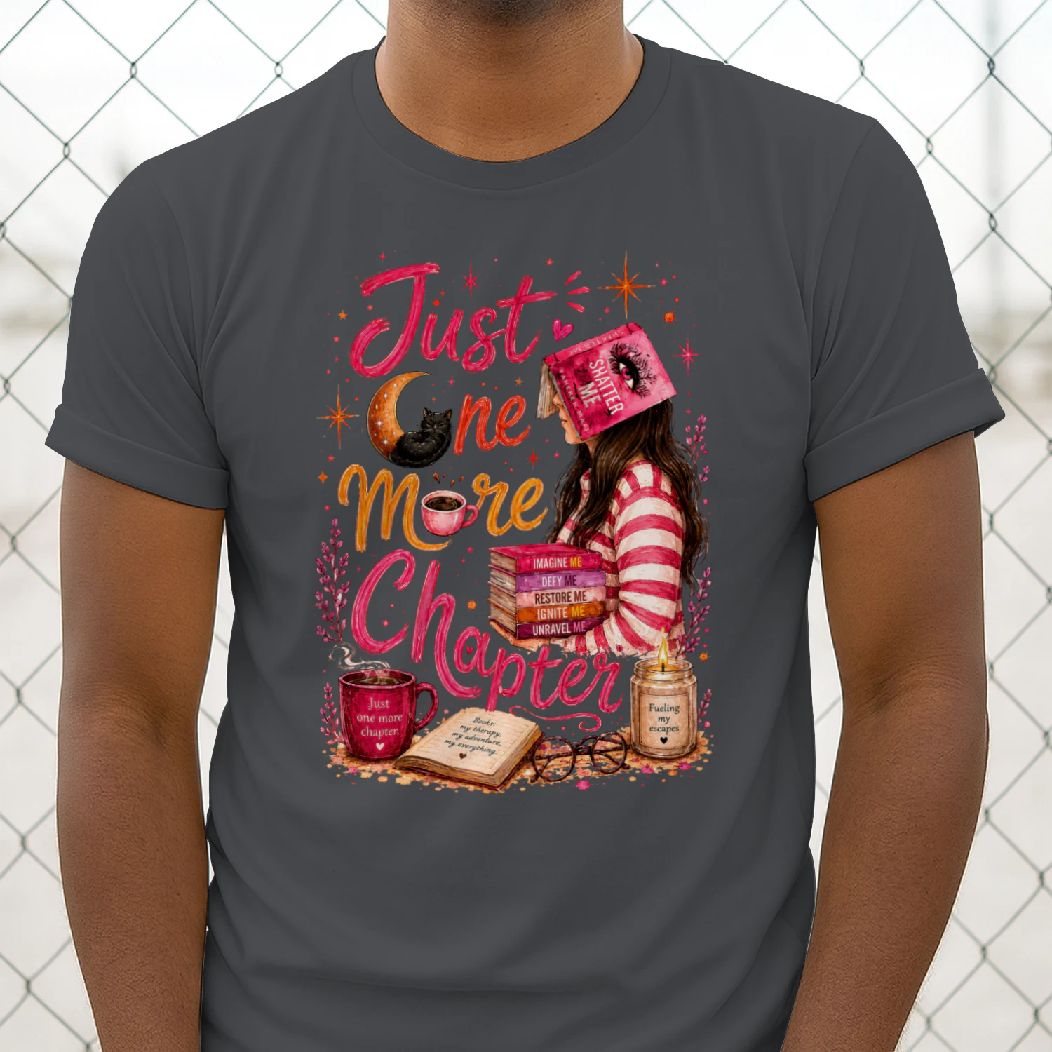 Just One More Chapter Heavy Cotton Dark Colors T-shirt 1 Side, Shatter Me Gildan Tee, Romantasy Shirt, Book Lover Gifts
