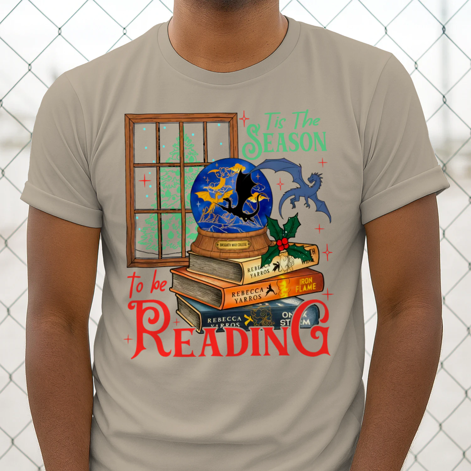 Tis The Season To Be Reading Heavy Cotton T-shirt 1 Side, Fourth Wing Series Gildan Tee, Romantasy Book Shirt, Book Lover Gifts
