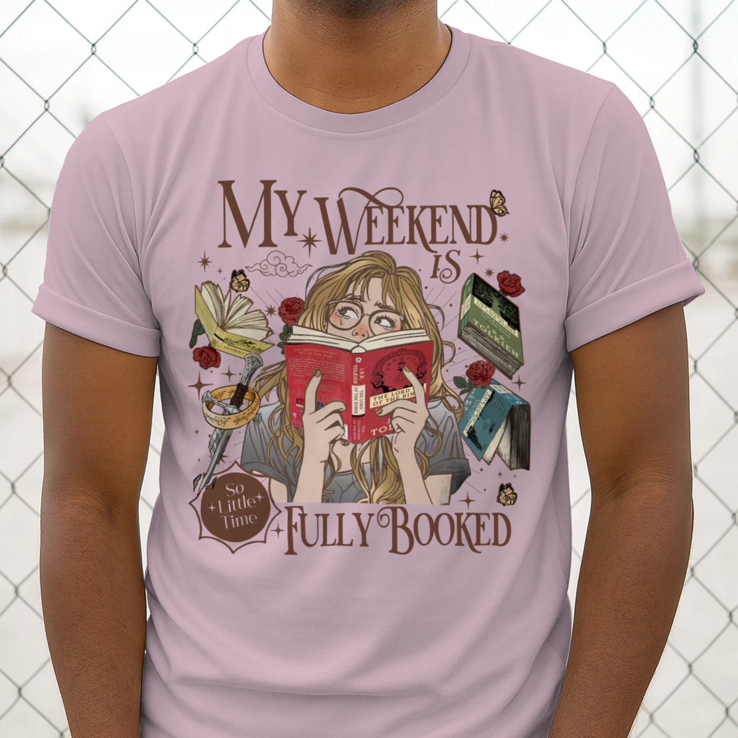 My Weekend Is Fully Booked Heavy Cotton Light Colors T-shirt 1 Side, The Lord Of The Rings Gildan Tee, Epic Fantasy Shirt, Book Lover Gifts