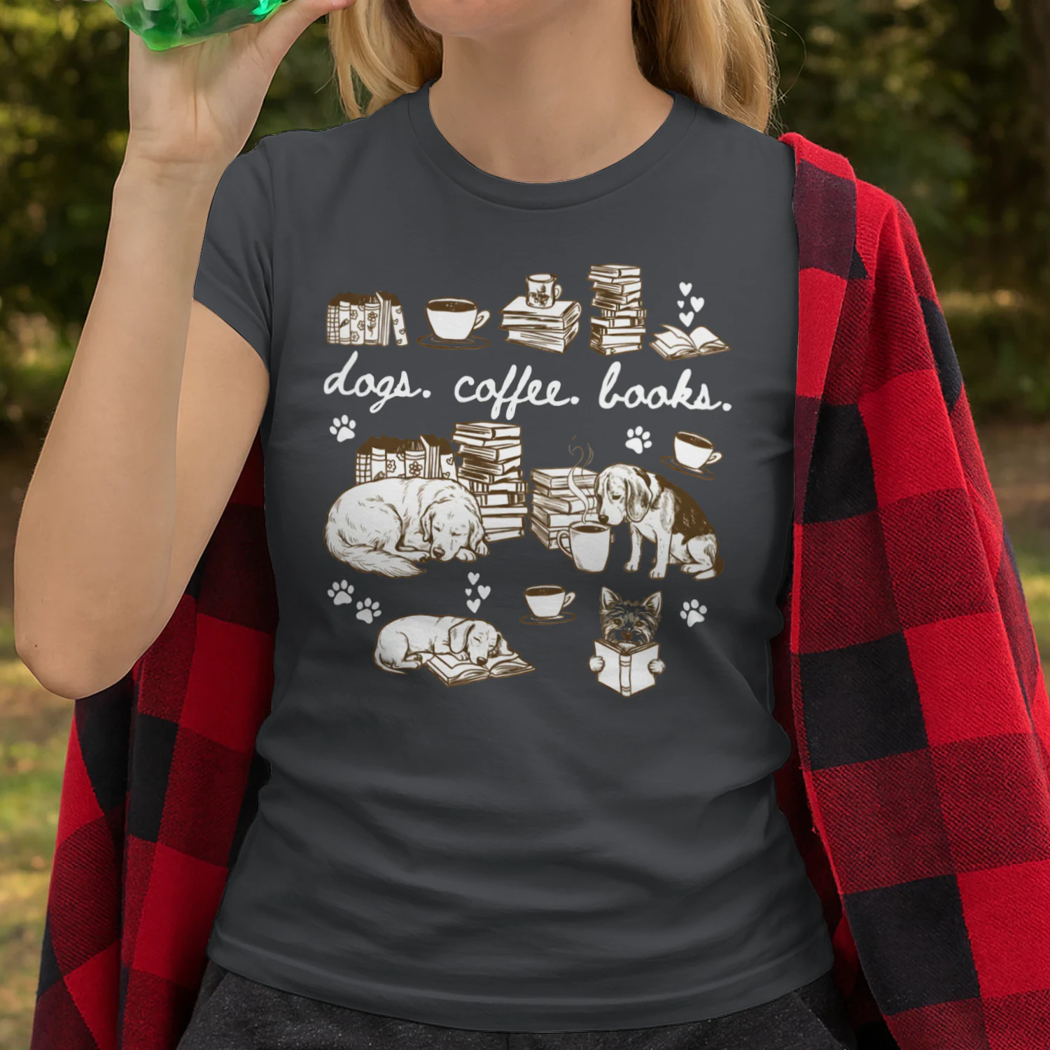 Dogs, Coffee and Book Club Heavy Cotton Dark Colors T-shirt 1 Side, Book Club Gildan Tee, Readers Club Shirt, Book Lover Gifts