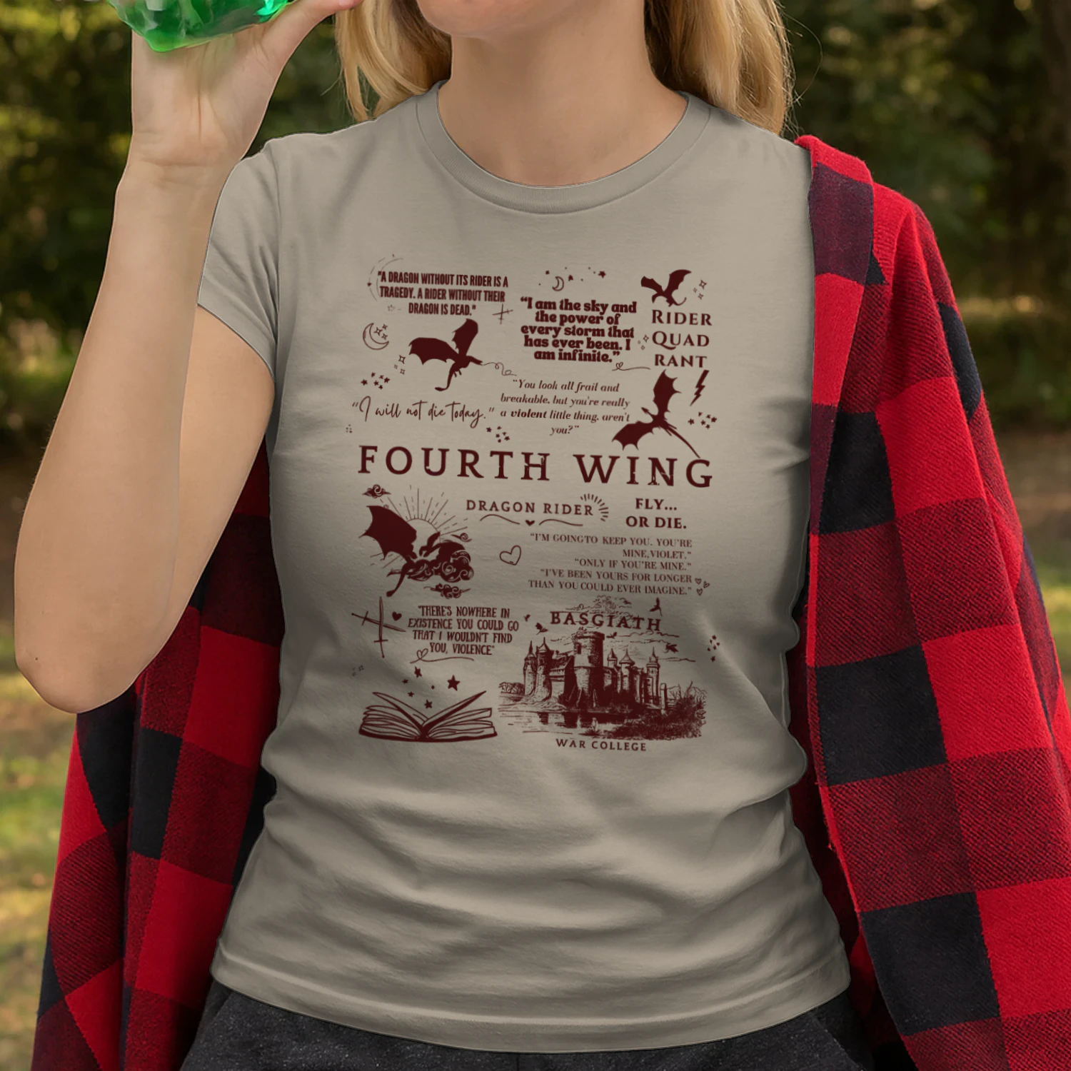 Fourth Wing Heavy Cotton Light Colors T-shirt 1 Side, The Empyrean Series Gildan Tee, Fantasy Romance Book Shirt, Book Gifts