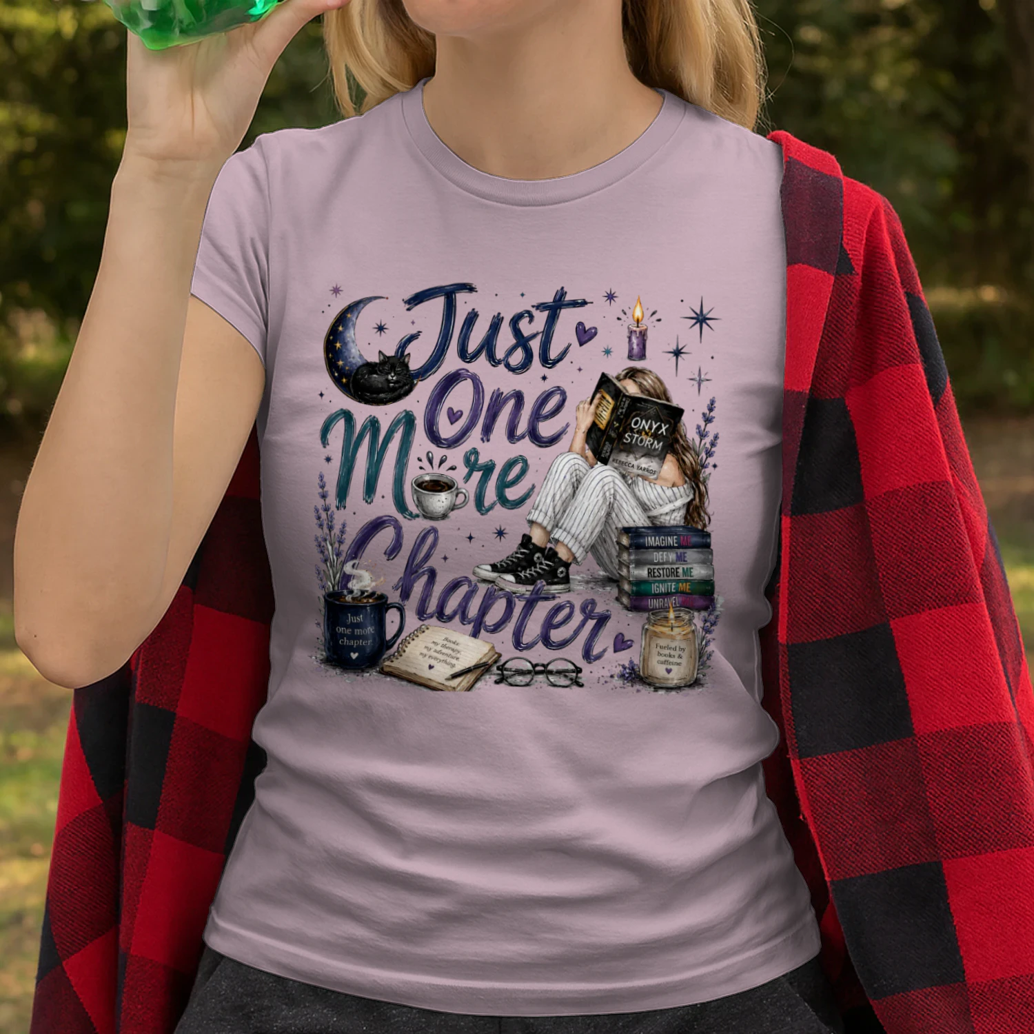 Just One More Chapter Heavy Cotton Light Colors T-shirt 1 Side, Fourth Wing Gildan Tee, Romantasy Shirt, Book Lover Gifts