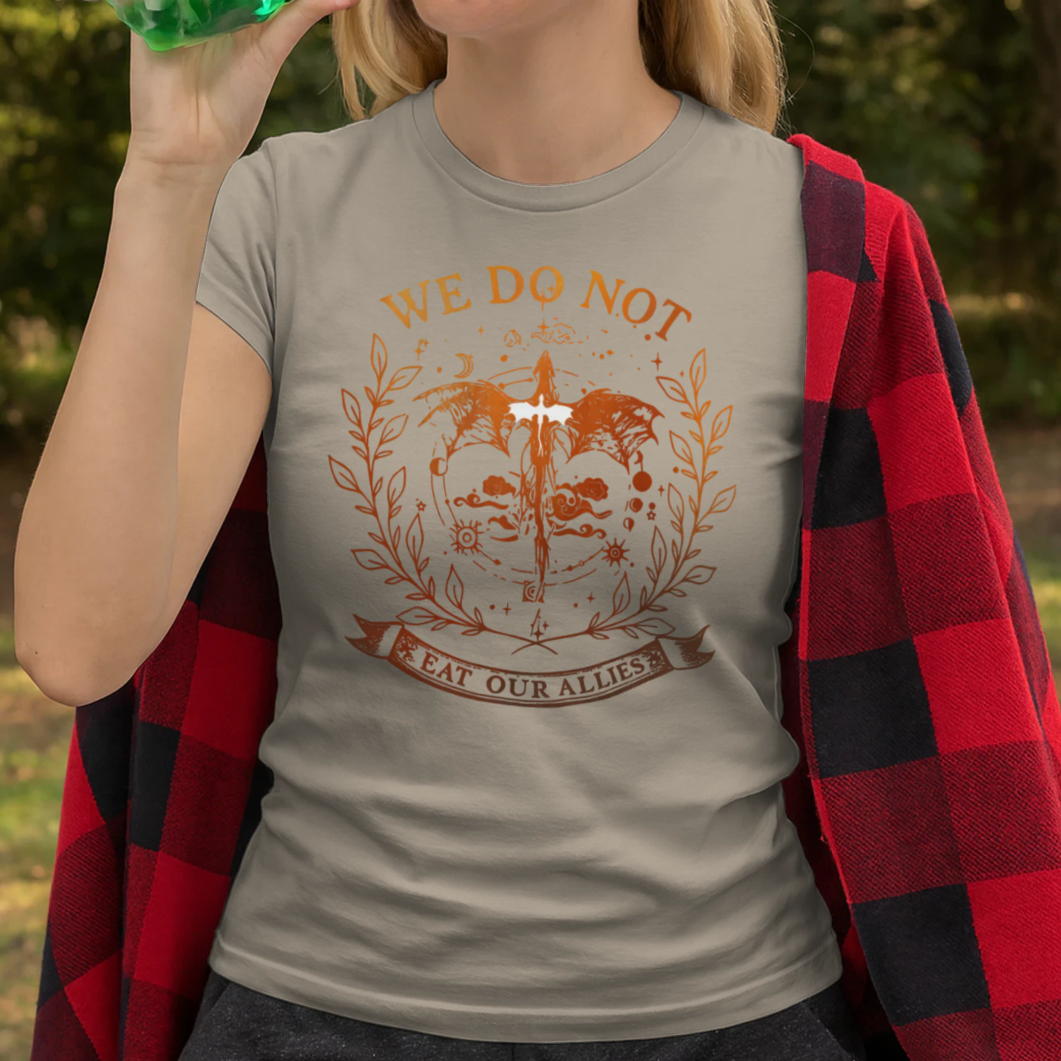We Do Not Eat Our Allies Heavy Cotton Light Colors T-shirt 1 Side, Fourth Wing Gildan Tee, Fantasy Romance Book Shirt, Book Gifts