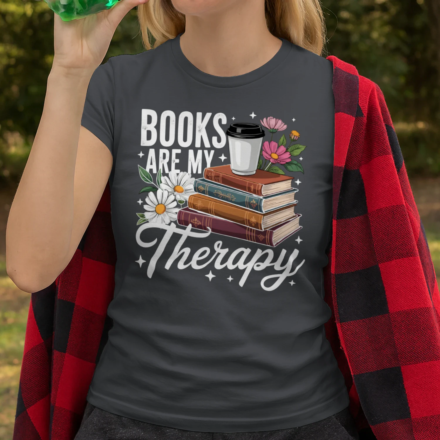 Book Are My Therapy V2 Heavy Cotton Dark Colors T-shirt 1 Side, Book Club Gildan Tee, Readers Club Shirt, Book Lover Gifts