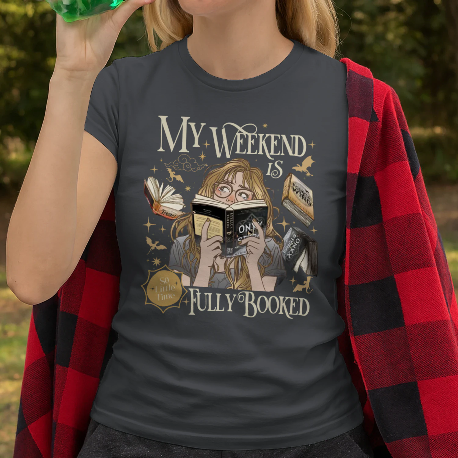 My Weekend Is Fully Booked Heavy Cotton Dark Colors T-shirt 1 Side, The Empyrean Series Gildan Tee, Fantasy Romance Book Shirt, Book Lover Gifts