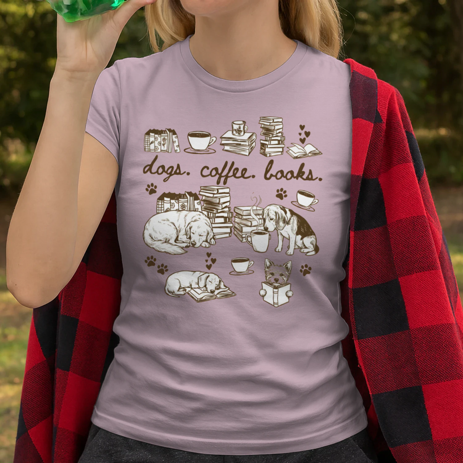 Dogs, Coffee and Book Club Heavy Cotton Light Colors T-shirt 1 Side, Book Club Gildan Tee, Readers Club Shirt, Book Lover Gifts