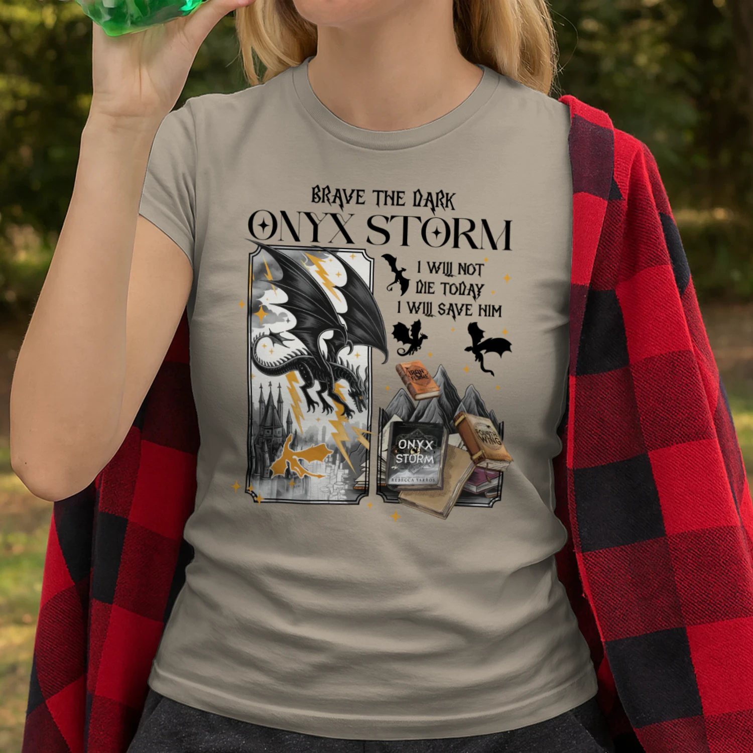 Brave The Dark Onyx Storm Heavy Cotton Light Colors T-shirt 1 Side, The Empyrean Series Gildan Tee, Fantasy Romance Book Shirt, Book Gifts