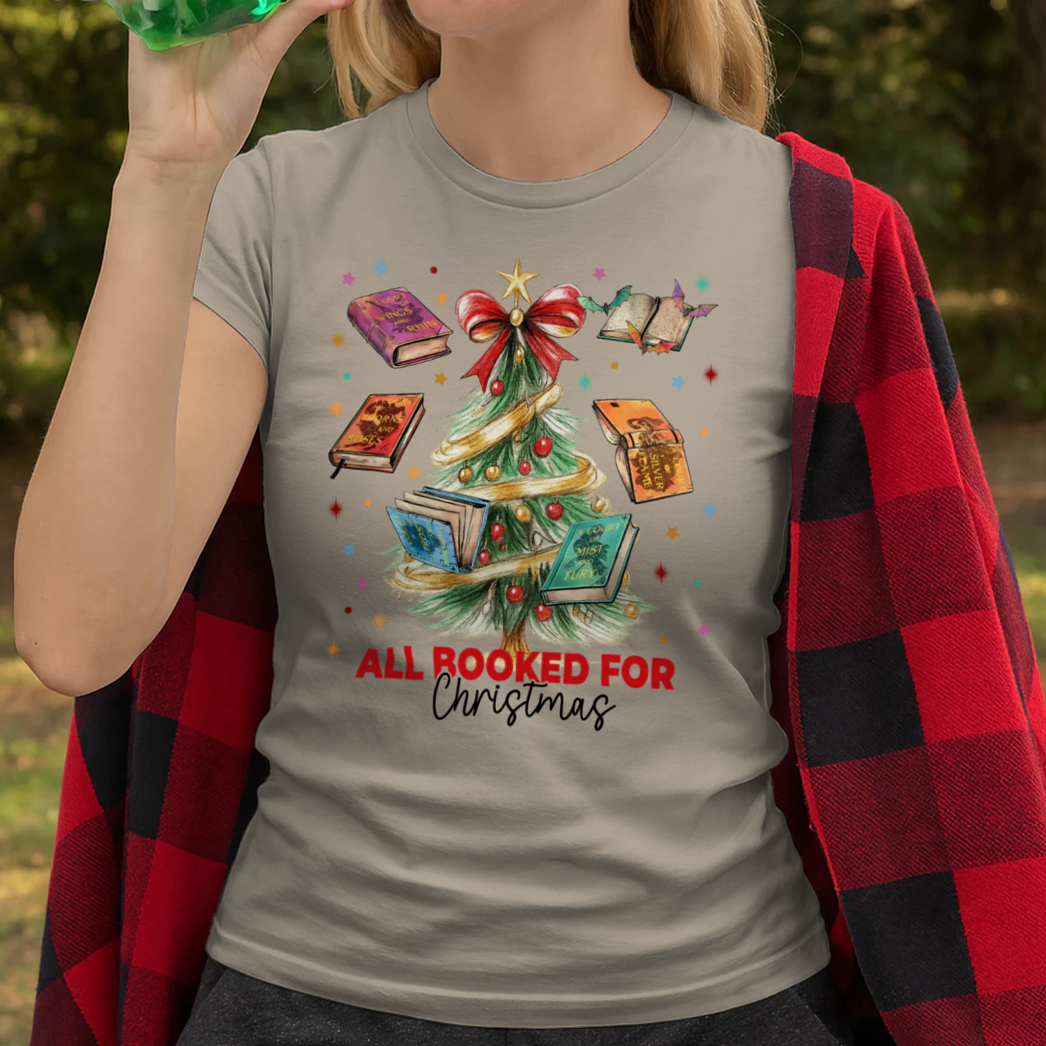 All Booked For Christmas Heavy Cotton T-shirt 1 Side, Acotar Series Gildan Tee, Fantasy Romance Book Shirt, Book Lover Gifts