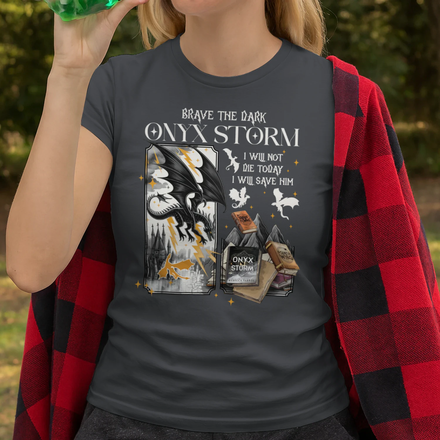 Brave The Dark Onyx Storm Heavy Cotton Dark Colors T-shirt 1 Side, The Empyrean Series Gildan Tee, Fantasy Romance Book Shirt, Book Lover Gifts