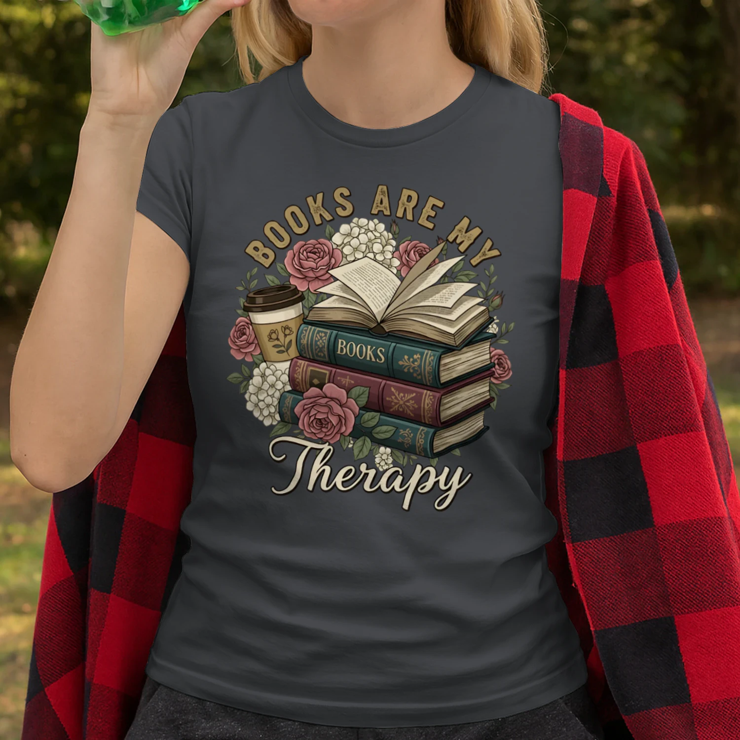 Book Are My Therapy Heavy Cotton Dark Colors T-shirt 1 Side, Book Club Gildan Tee, Readers Club Shirt, Book Lover Gifts