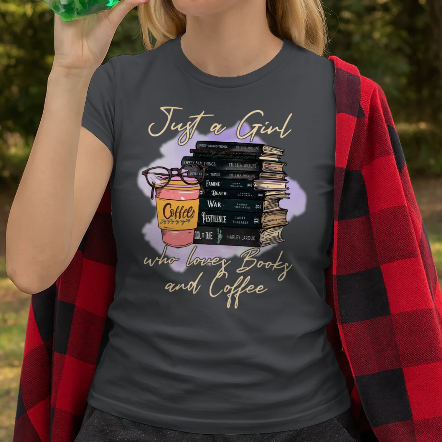 Girl Love Book And Coffee Heavy Cotton T-shirt 1 Side, Dark Romance Book Tee, Romantasy Book Shirt, Book Lover Gifts