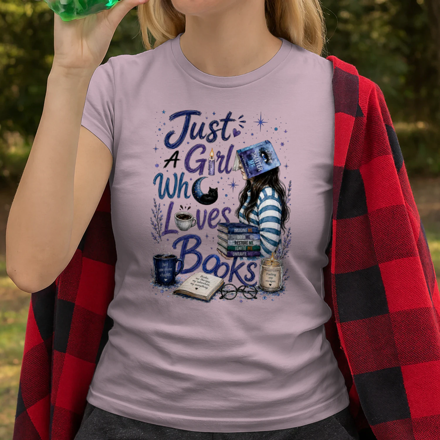 Just A Girl Who Lovers Books Heavy Cotton Light Colors T-shirt 1 Side, Shatter Me Gildan Tee, Romantasy Shirt, Book Lover Gifts