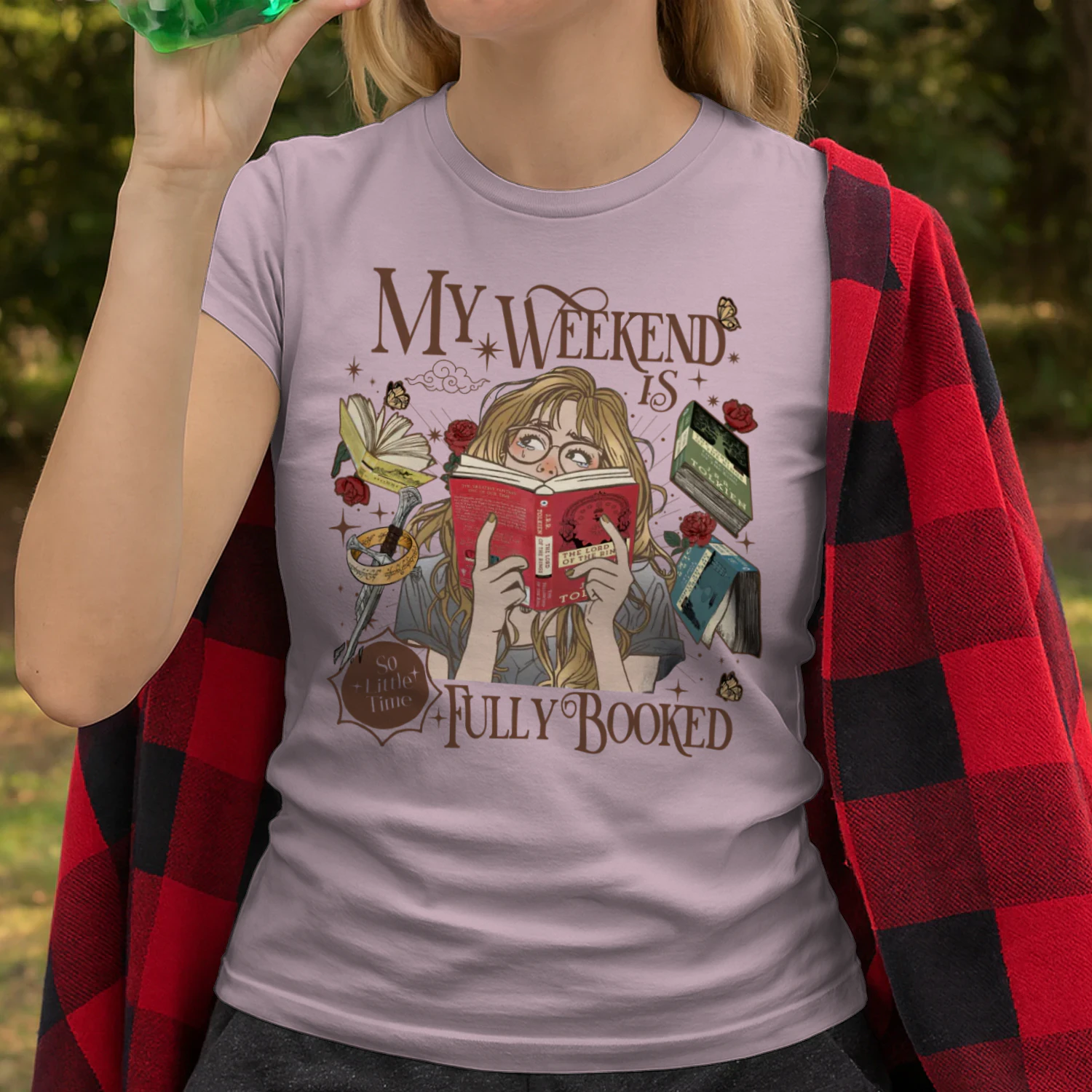 My Weekend Is Fully Booked Heavy Cotton Light Colors T-shirt 1 Side, The Lord Of The Rings Gildan Tee, Epic Fantasy Shirt, Book Lover Gifts