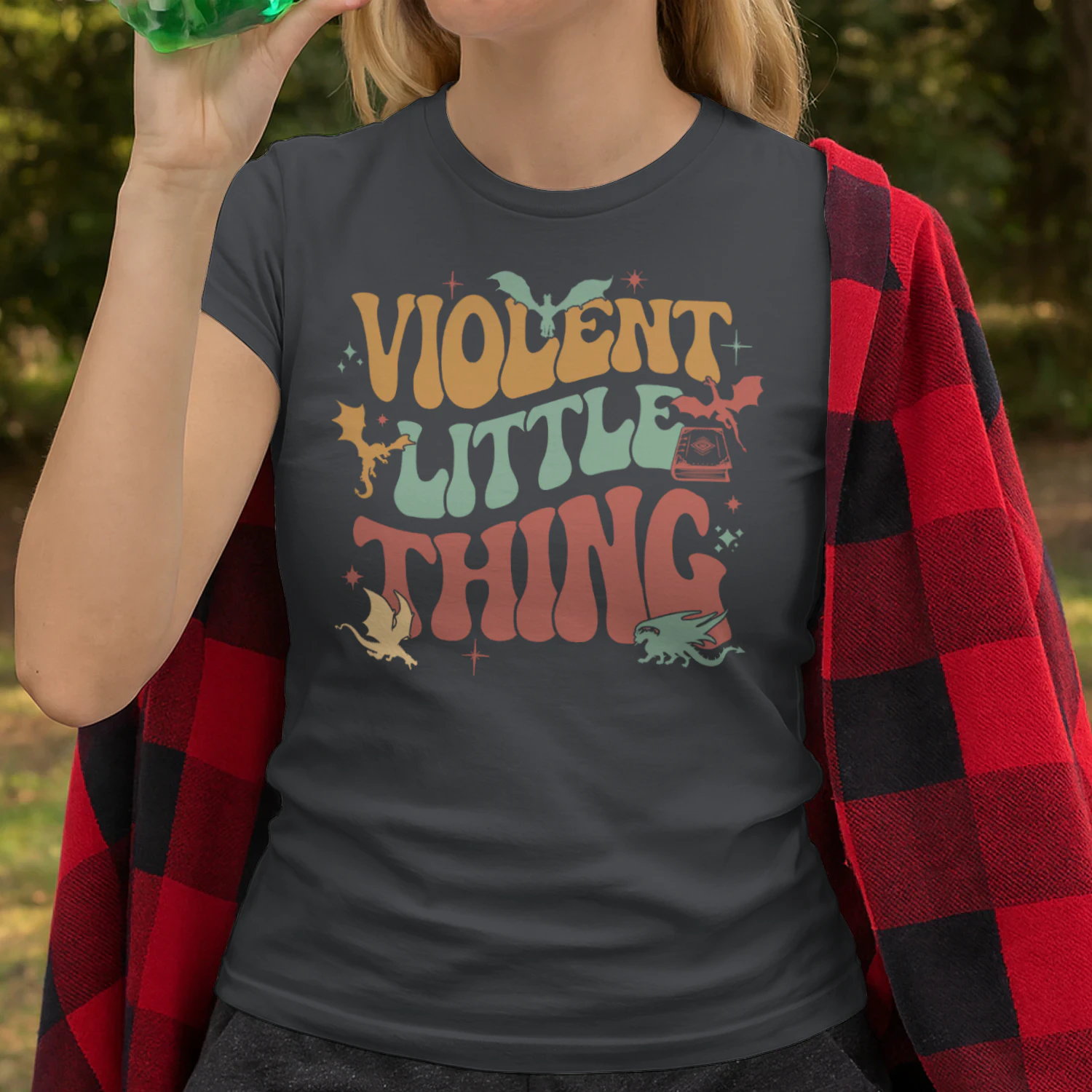 Violent Little Thing Heavy Cotton Dark Colors T-shirt 1 Side, Fourth Wing Gildan Tee, Romantasy Book Shirt, Book Lover Gifts