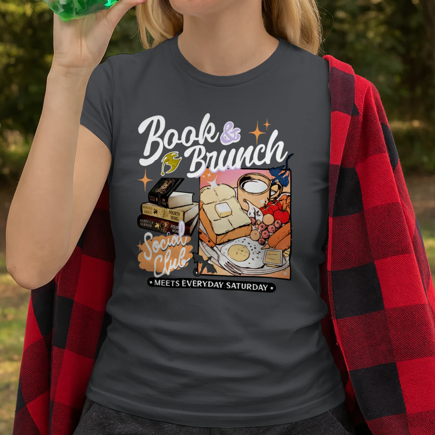 Book Brunch Heavy Cotton Dark Colors T-shirt 1 Side, Social Club Gildan Tee, Readers Club Shirt, Book Lover Gifts