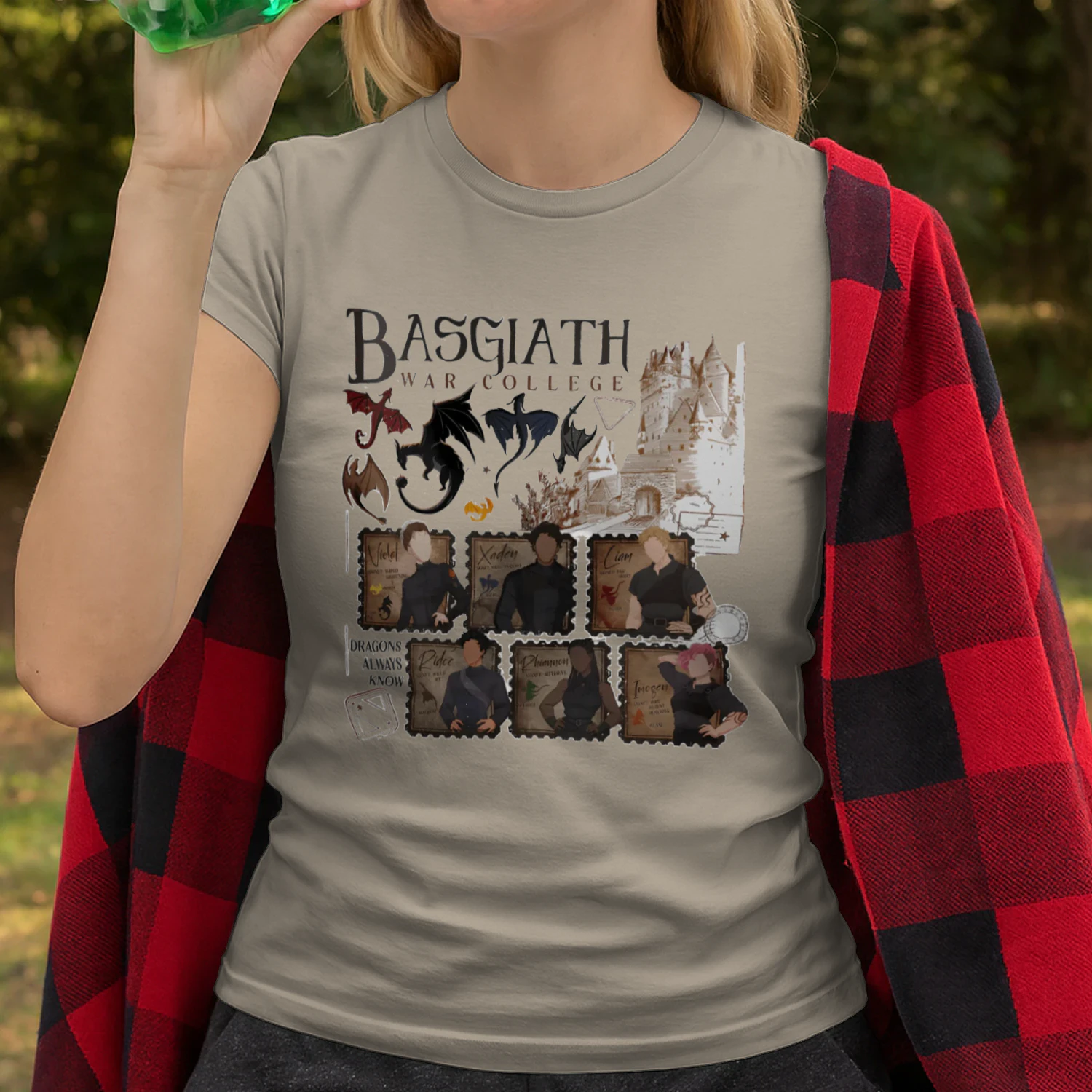 Basgiath War College Heavy Cotton Light Colors T-shirt 1 Side, Fourth Wing Gildan Tee, Fantasy Romance Book Shirt, Book Lover Gifts