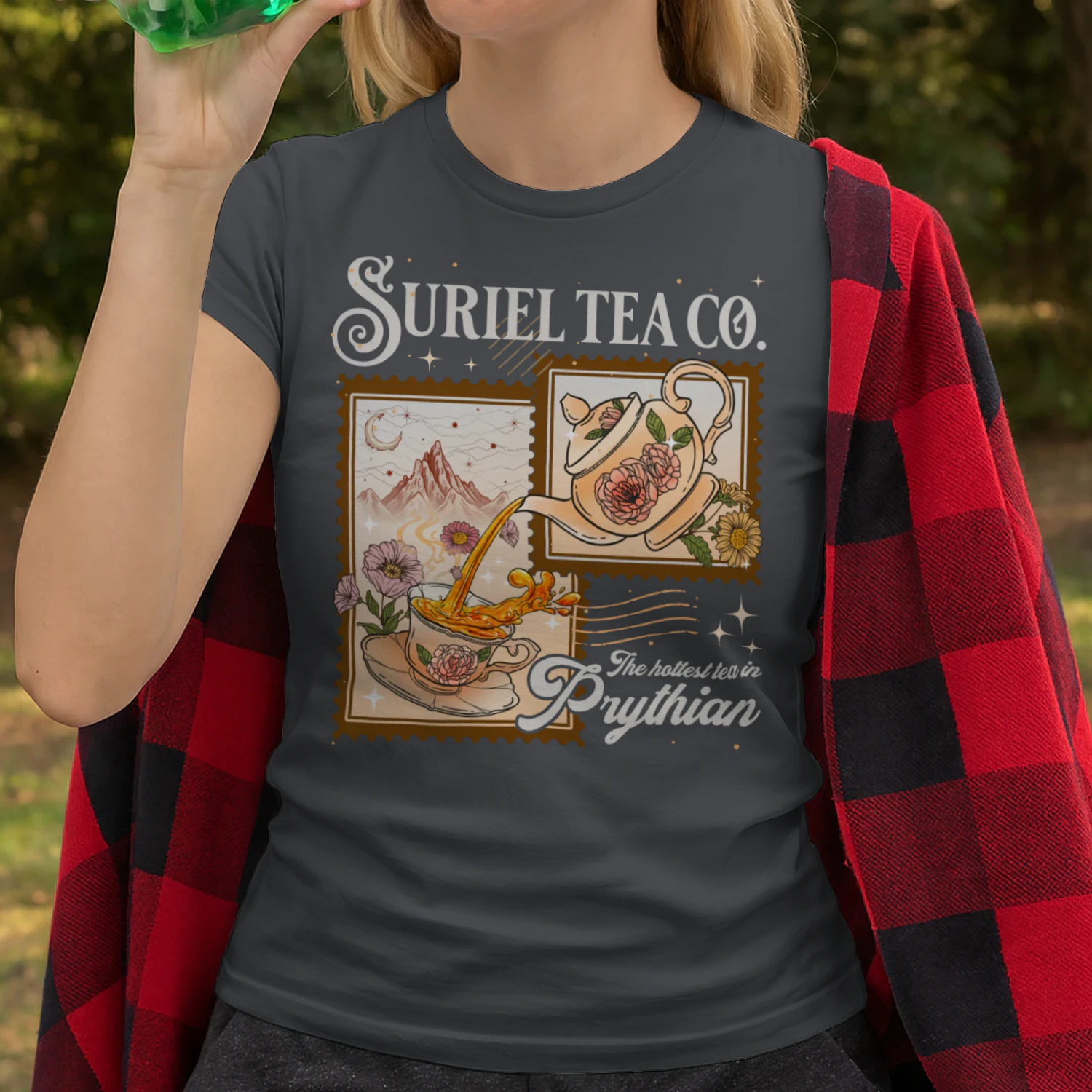Suriel Tea Co Heavy Cotton Dark Colors T-shirt 1 Side, Acotar Series Gildan Tee, Fantasy Romance Book Shirt, Book Lover Gifts