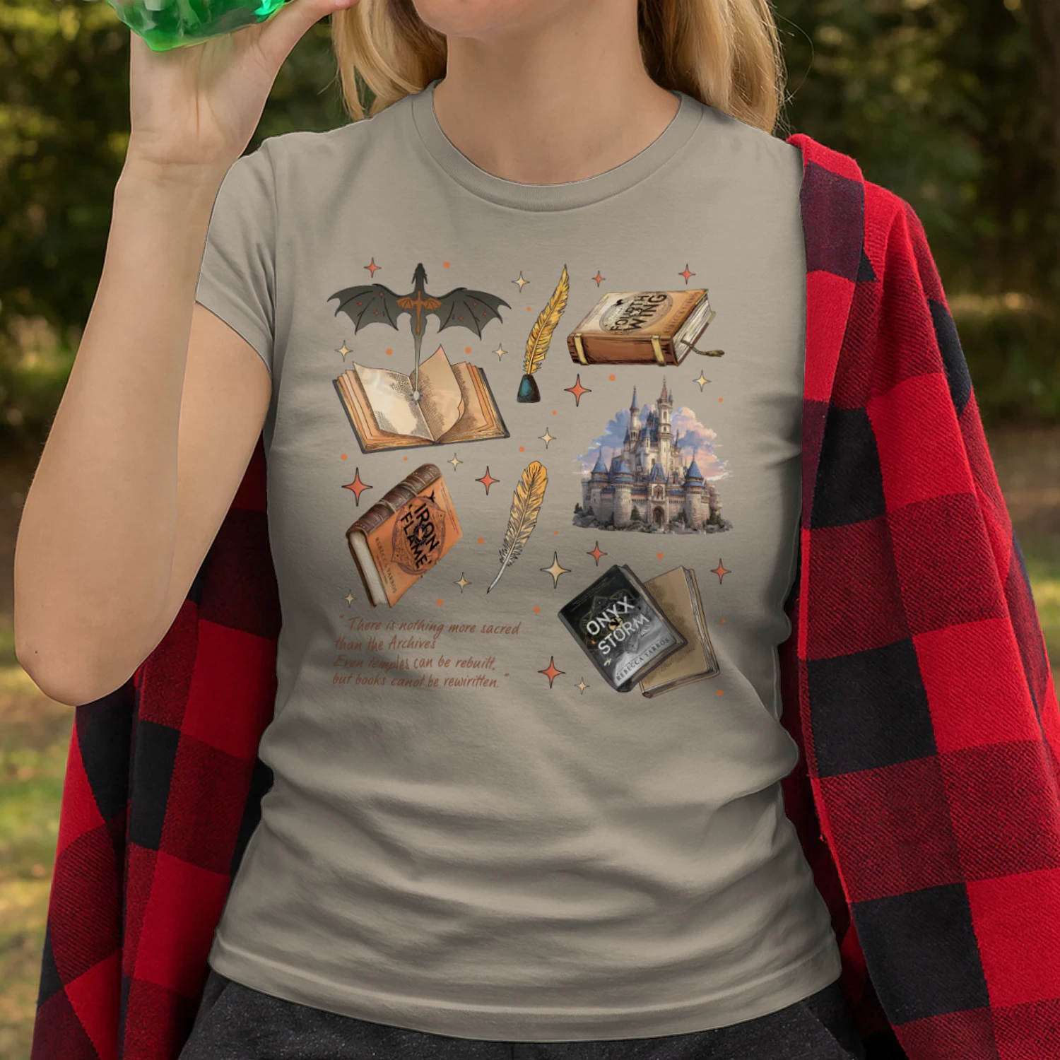 Fourth Wing Heavy Cotton Light Colors T-shirt 1 Side, The Empyrean Series Gildan Tee, Fantasy Romance Book Shirt, Book Gifts