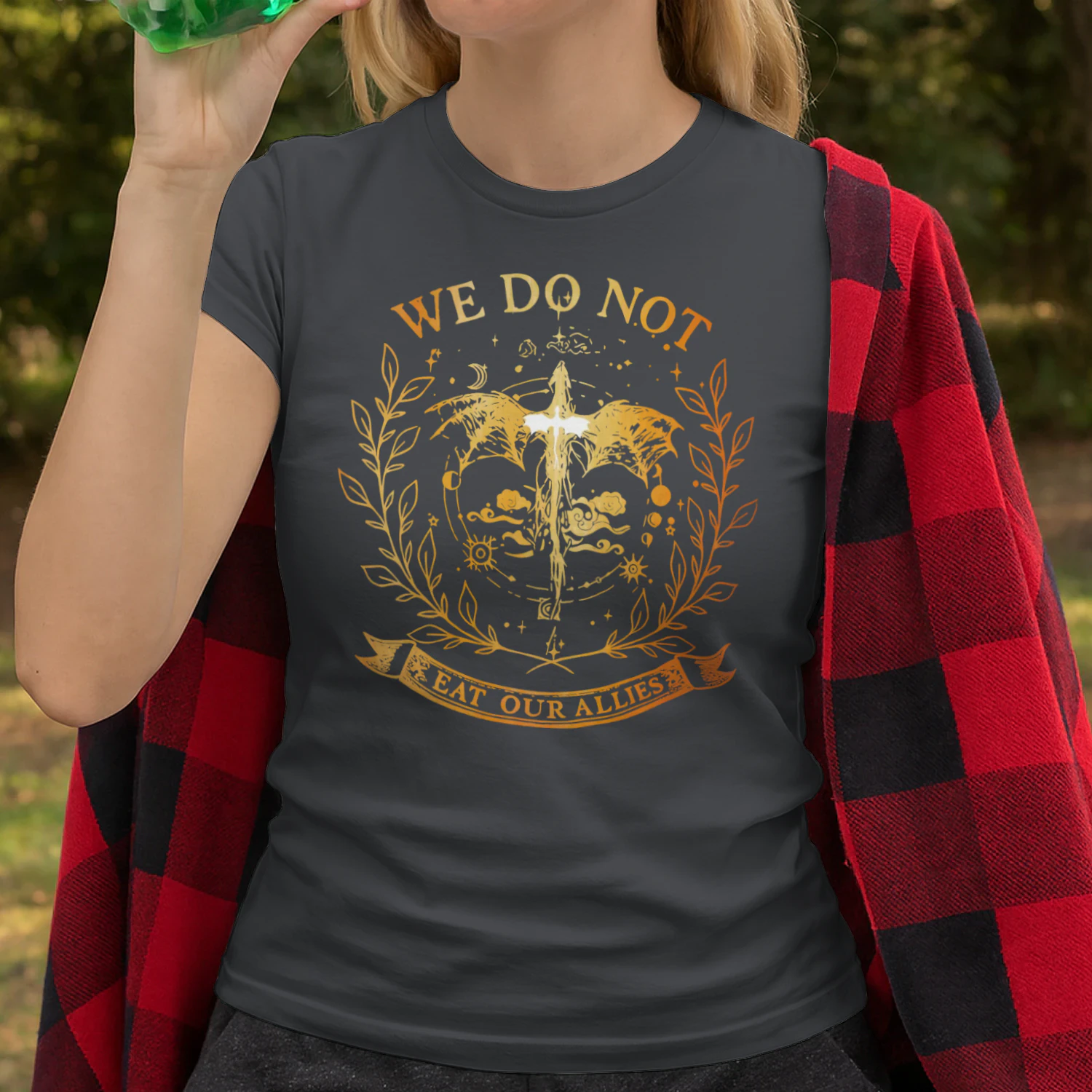 We Do Not Eat Our Allies Heavy Cotton Dark Colors T-shirt 1 Side, Fourth Wing Gildan Tee, Fantasy Romance Book Shirt, Book Lover Gifts