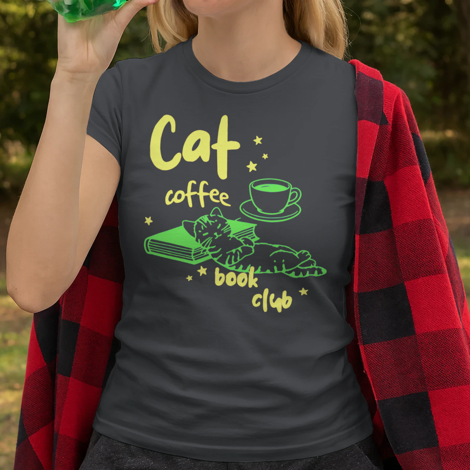 Cat, Coffee, Book Club Heavy Cotton Dark Colors T-shirt 1 Side, Book Club Gildan Tee, Readers Club Shirt, Book Lover Gifts