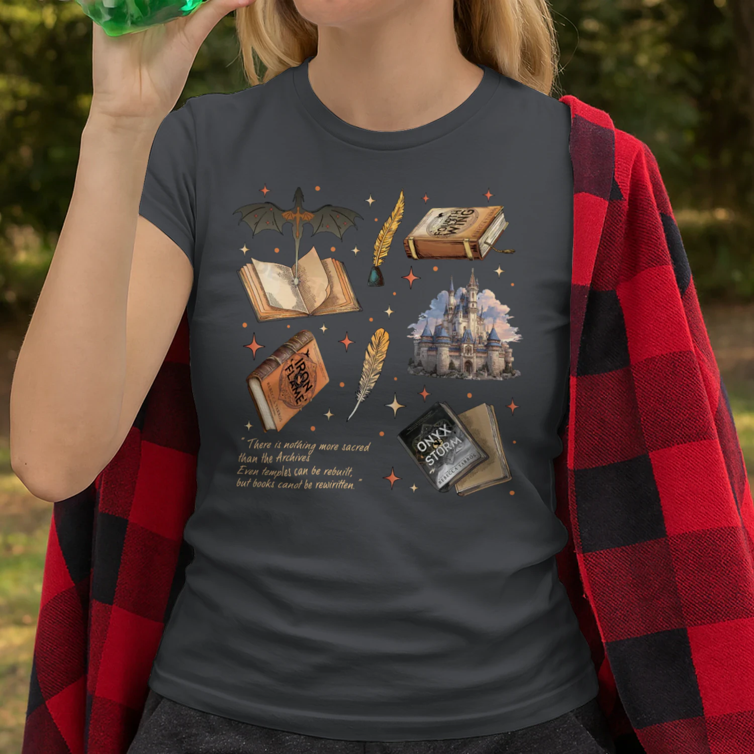 Fourth Wing Heavy Cotton Dark Colors T-shirt 1 Side, The Empyrean Series Gildan Tee, Fantasy Romance Book Shirt, Book Lover Gifts