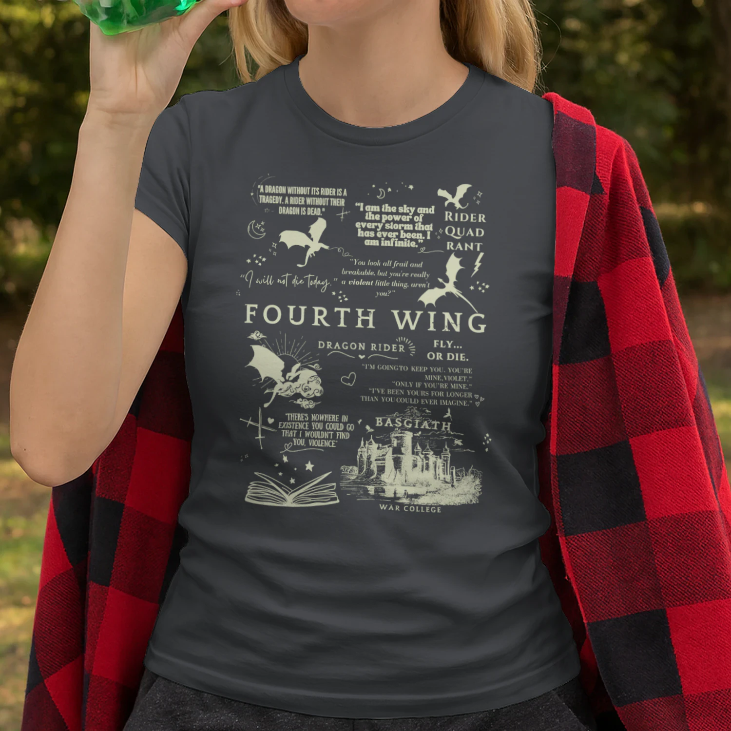 Fourth Wing Heavy Cotton Dark Colors T-shirt 1 Side, The Empyrean Series Gildan Tee, Fantasy Romance Book Shirt, Book Lover Gifts