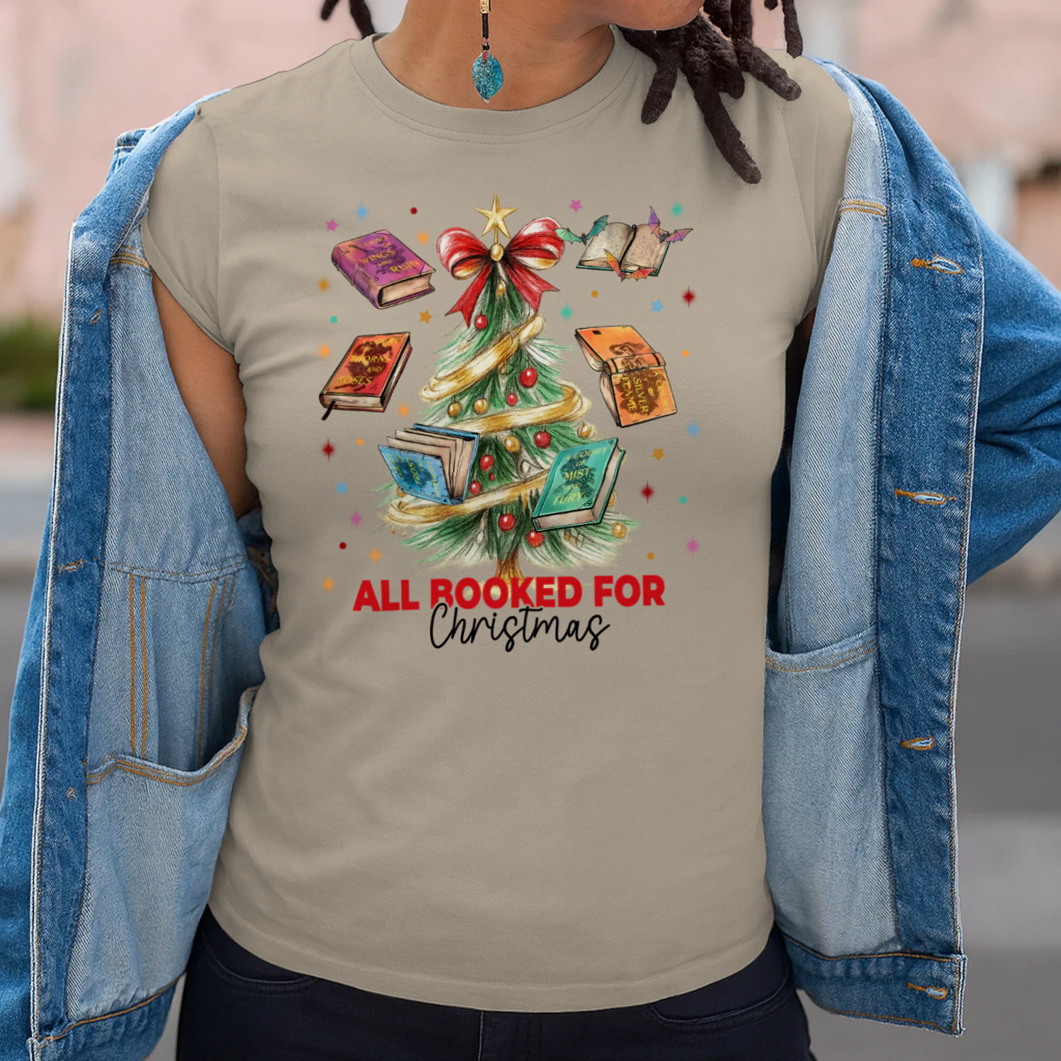 All Booked For Christmas Heavy Cotton T-shirt 1 Side, Acotar Series Gildan Tee, Fantasy Romance Book Shirt, Book Lover Gifts