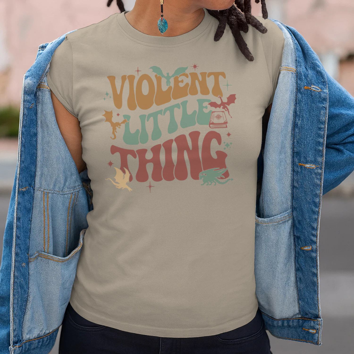 Violent Little Thing Heavy Cotton Light Colors T-shirt 1 Side, Fourth Wing Gildan Tee, Romantasy Book Shirt, Book Gifts