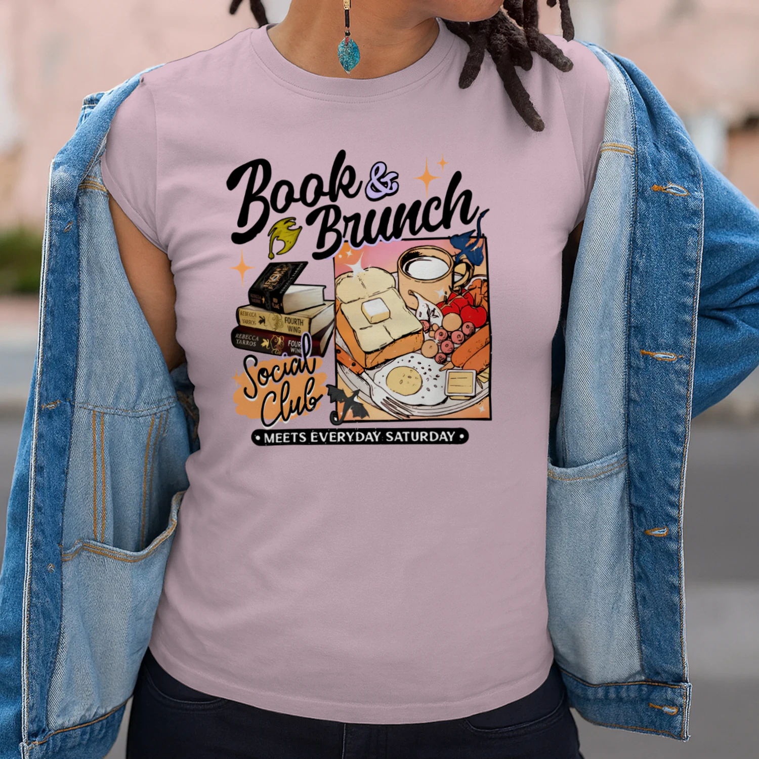Book Brunch Heavy Cotton Light Colors T-shirt 1 Side, Social Club Gildan Tee, Readers Club Shirt, Book Lover Gifts