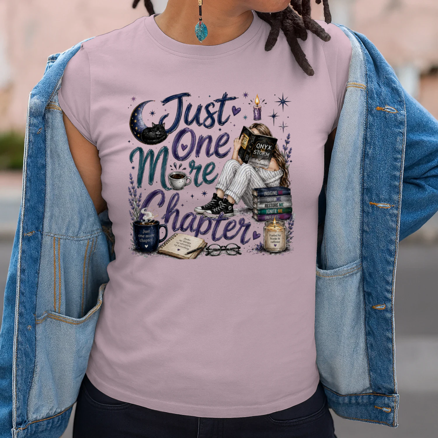Just One More Chapter Heavy Cotton Light Colors T-shirt 1 Side, Fourth Wing Gildan Tee, Romantasy Shirt, Book Lover Gifts