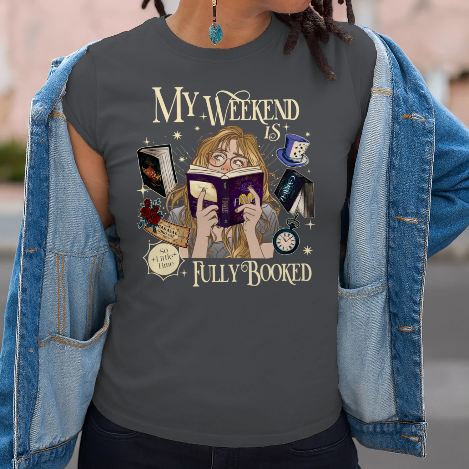My Weekend Is Fully Booked Heavy Cotton Dark Colors T-shirt 2 Side, Caraval Series Gildan Tee, Young Adult Book Shirt, Book Lover Gifts