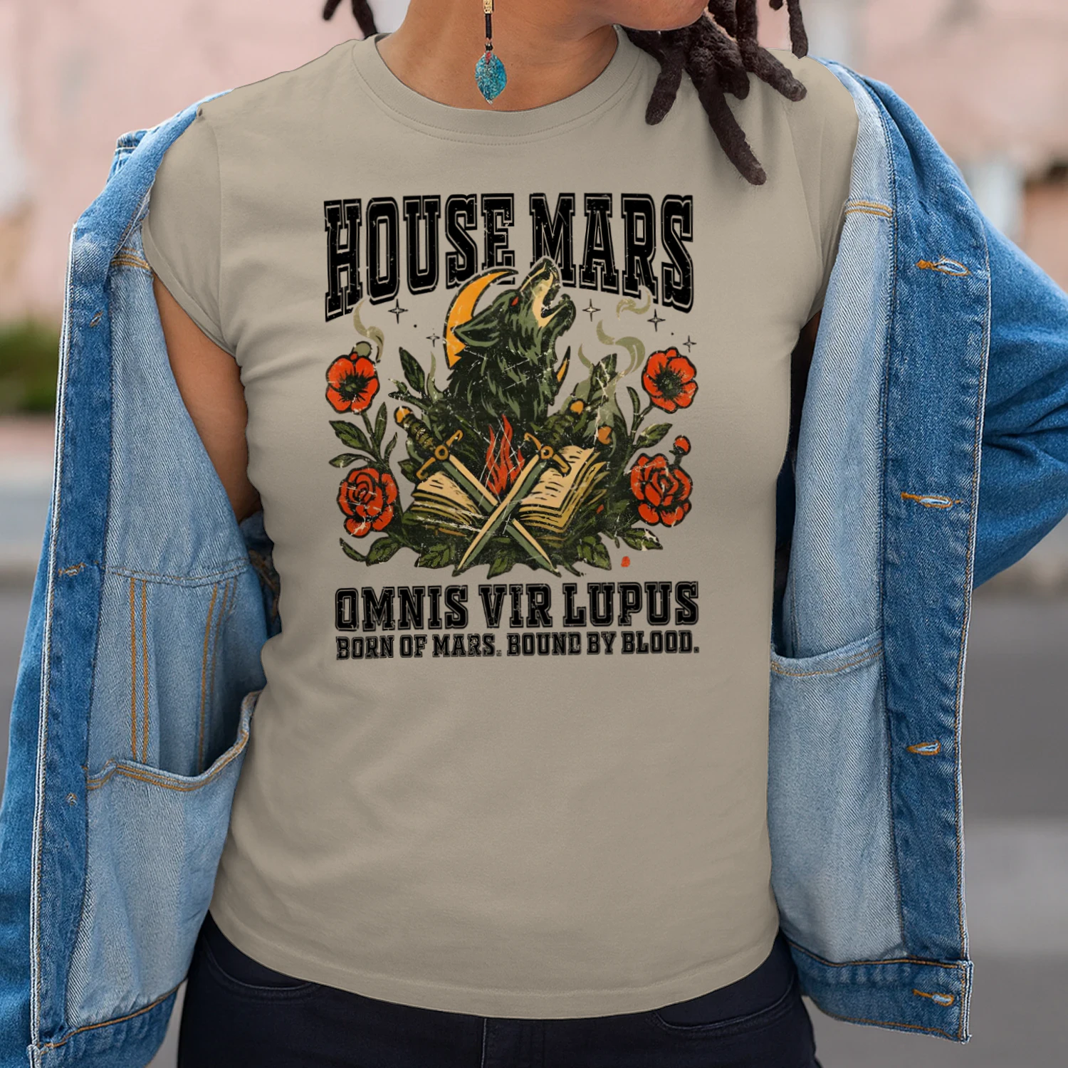 House Mars Heavy Cotton Light Colors T-shirt 1 Side, Red Rising Saga Gildan Tee, Science Fiction Book Shirt, Book Gifts