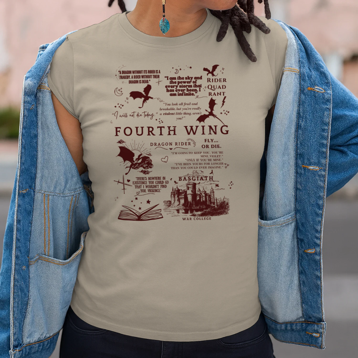 Fourth Wing Heavy Cotton Light Colors T-shirt 1 Side, The Empyrean Series Gildan Tee, Fantasy Romance Book Shirt, Book Gifts