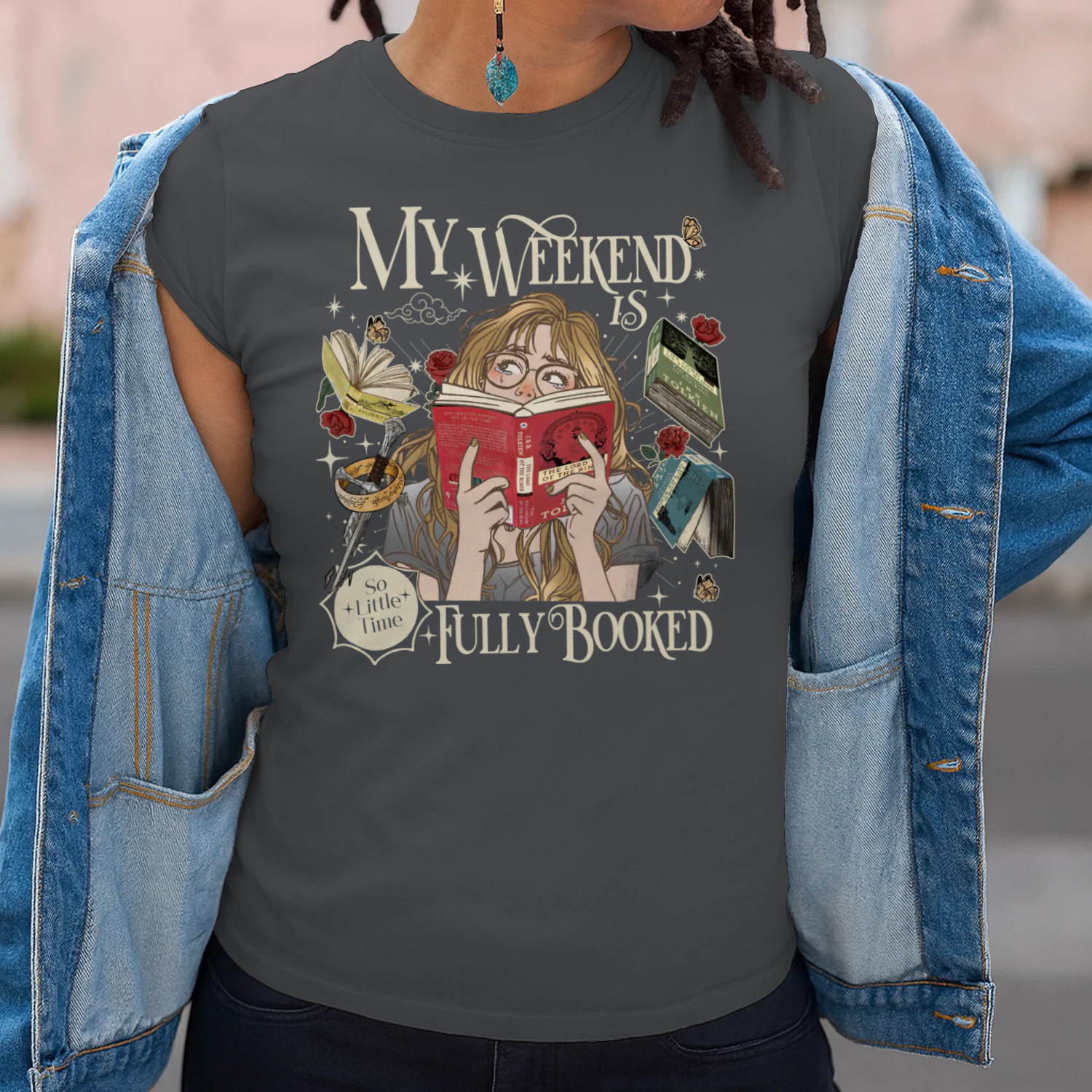 My Weekend Is Fully Booked Heavy Cotton Dark Colors T-shirt 1 Side, The Lord Of The Rings Gildan Tee, Epic Fantasy Shirt, Book Lover Gifts
