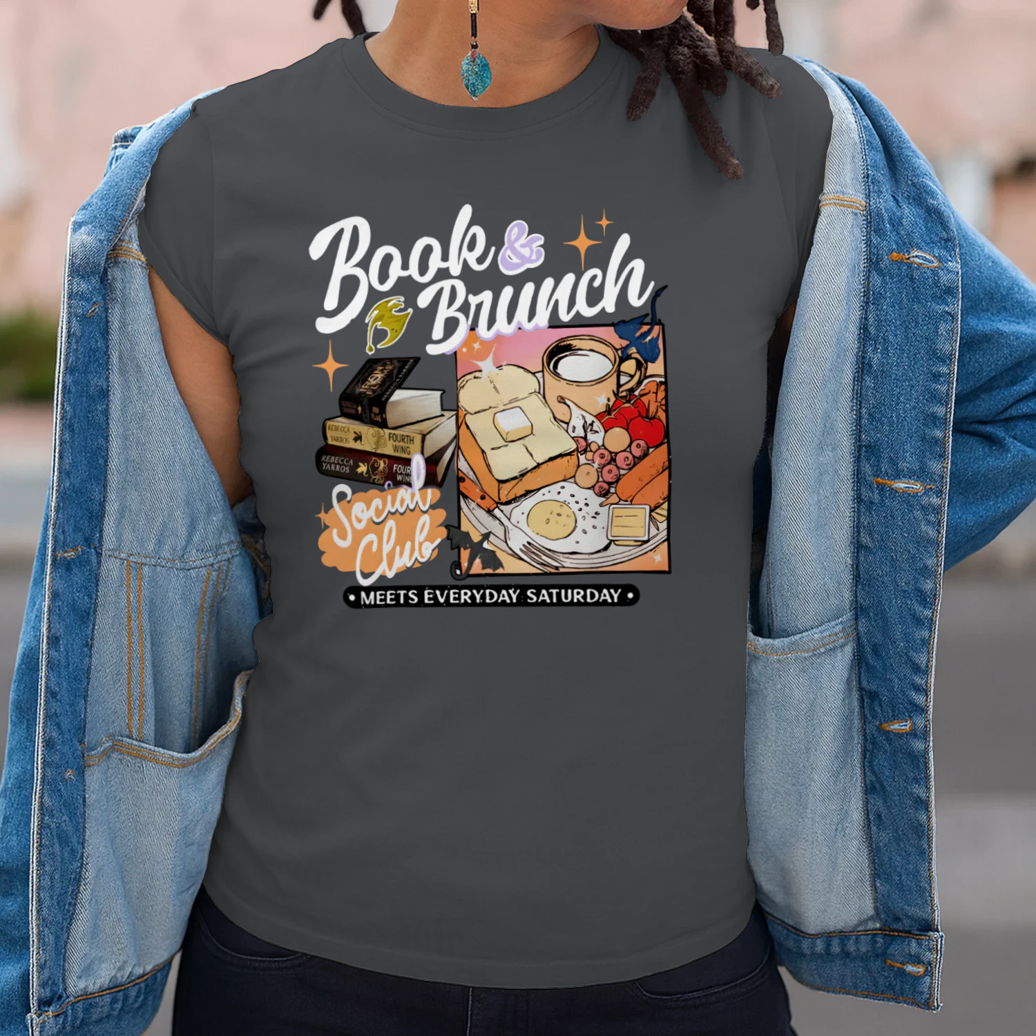 Book Brunch Heavy Cotton Dark Colors T-shirt 1 Side, Social Club Gildan Tee, Readers Club Shirt, Book Lover Gifts