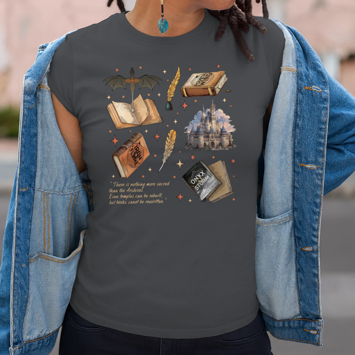 Fourth Wing Heavy Cotton Dark Colors T-shirt 1 Side, The Empyrean Series Gildan Tee, Fantasy Romance Book Shirt, Book Lover Gifts