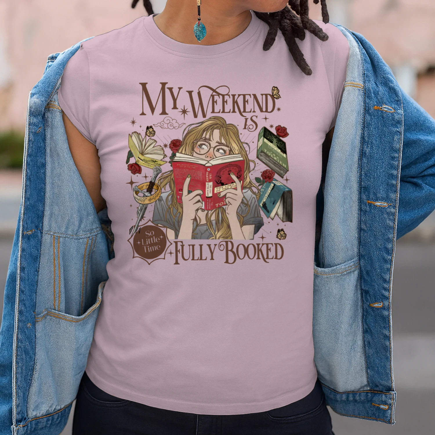 My Weekend Is Fully Booked Heavy Cotton Light Colors T-shirt 1 Side, The Lord Of The Rings Gildan Tee, Epic Fantasy Shirt, Book Lover Gifts