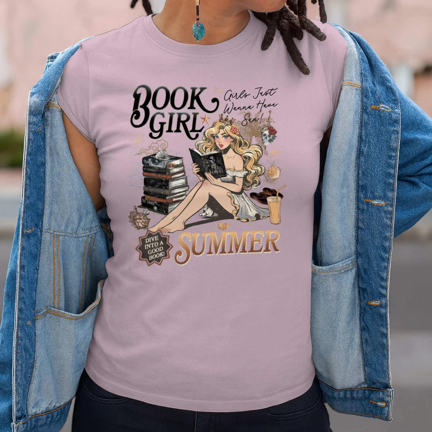 Book Girl Summer Heavy Cotton Light Colors T-shirt 2 Side, The Enemy Series Gildan Tee, Survival Horror Book Shirt, Book Lover Gifts