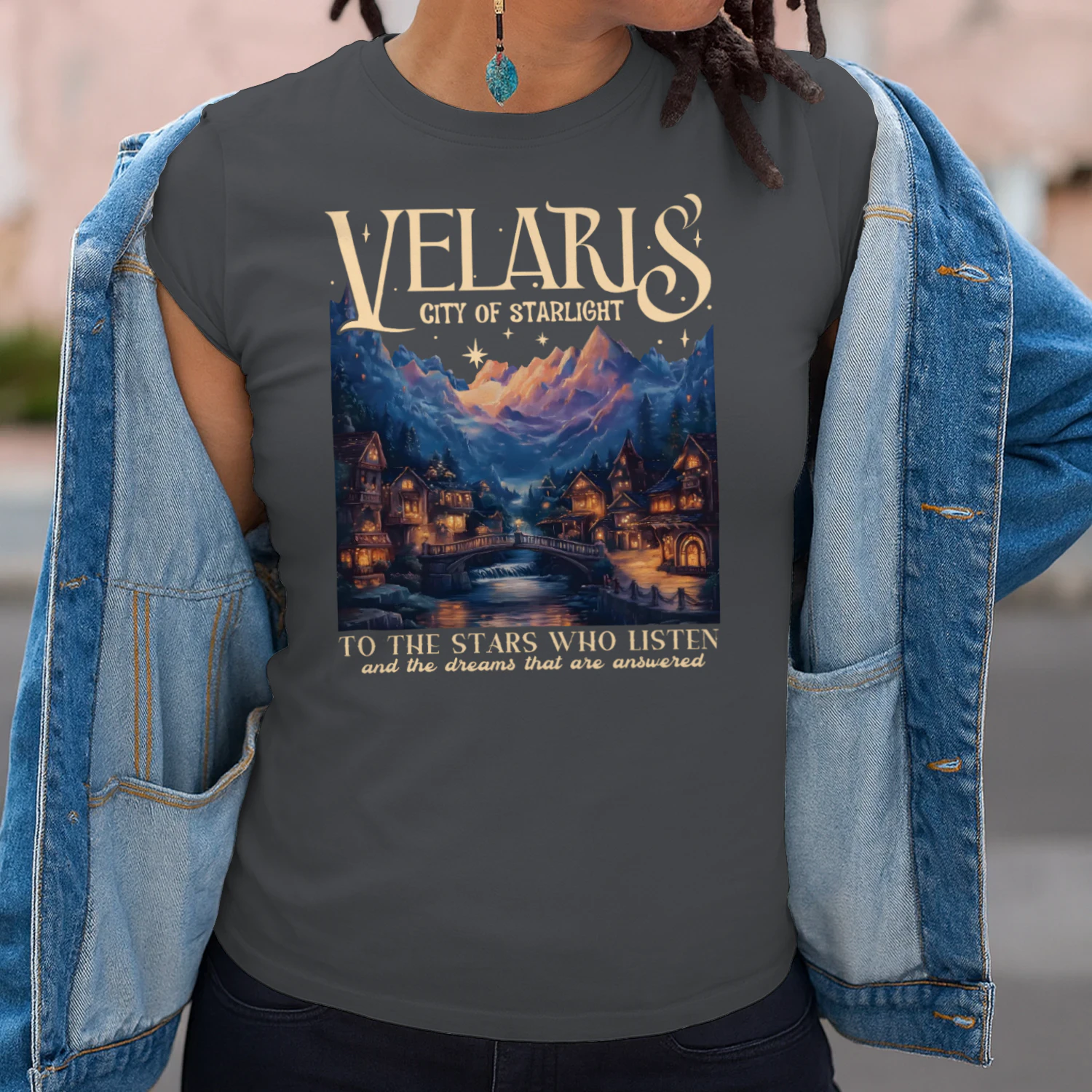 Velaris City Of Starlight Heavy Cotton Dark Colors T-shirt 1 Side, Acotar Series Gildan Tee, Fantasy Romance Book Shirt, Book Lover Gifts