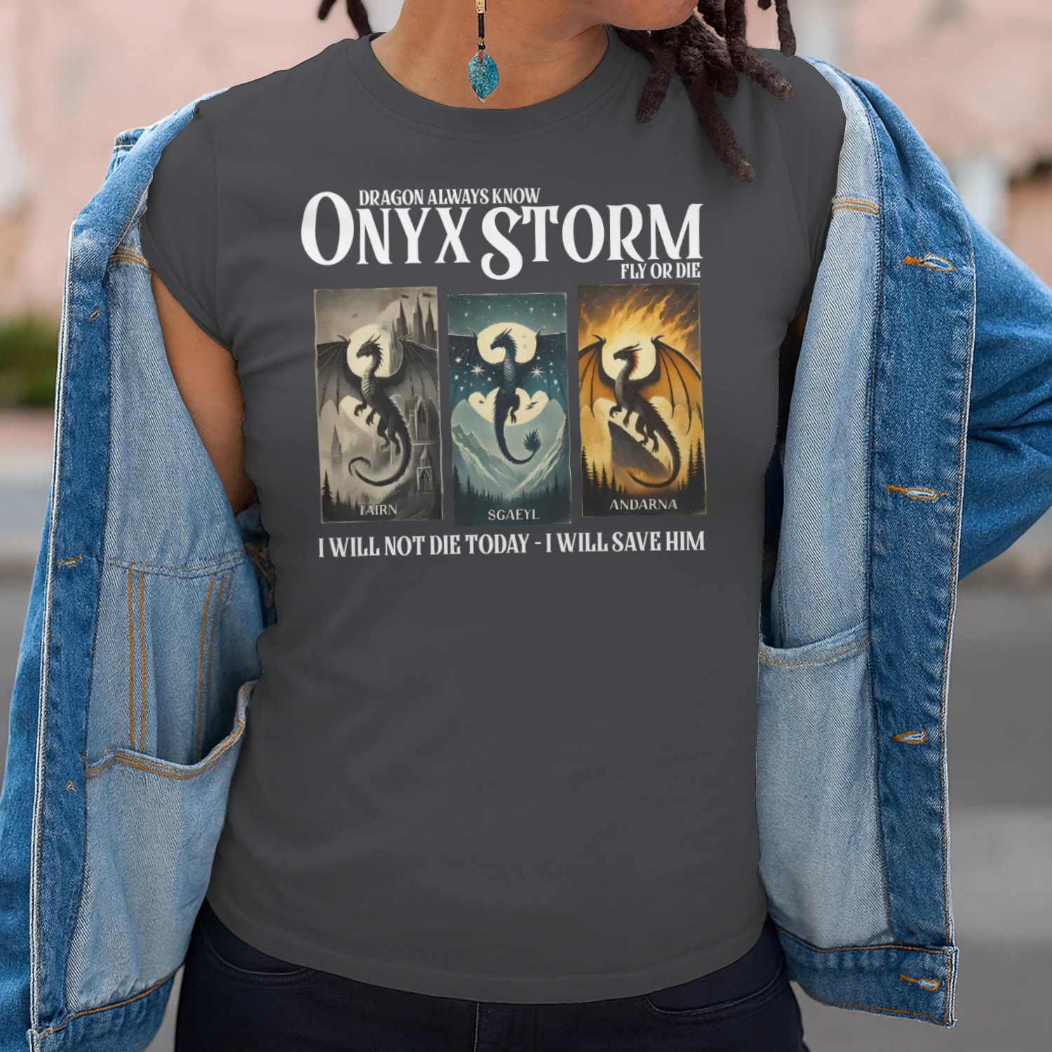 Onyx Storm Heavy Cotton Dark Colors T-shirt 1 Side, The Empyrean Series Gildan Tee, Fantasy Romance Book Shirt, Book Lover Gifts