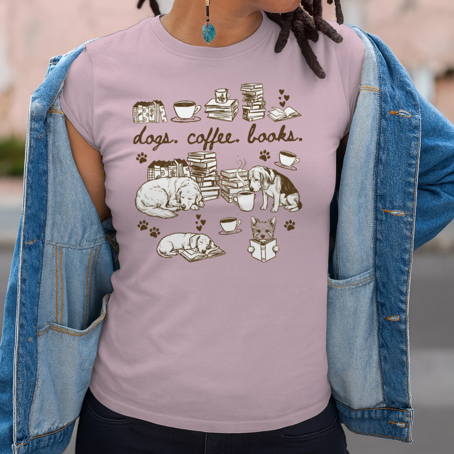 Dogs, Coffee and Book Club Heavy Cotton Light Colors T-shirt 1 Side, Book Club Gildan Tee, Readers Club Shirt, Book Lover Gifts
