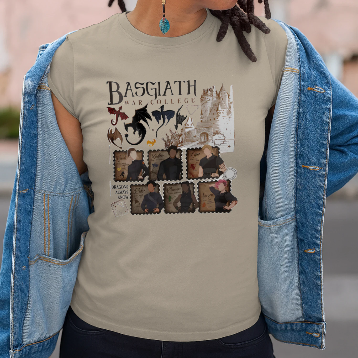 Basgiath War College Heavy Cotton Light Colors T-shirt 1 Side, Fourth Wing Gildan Tee, Fantasy Romance Book Shirt, Book Lover Gifts