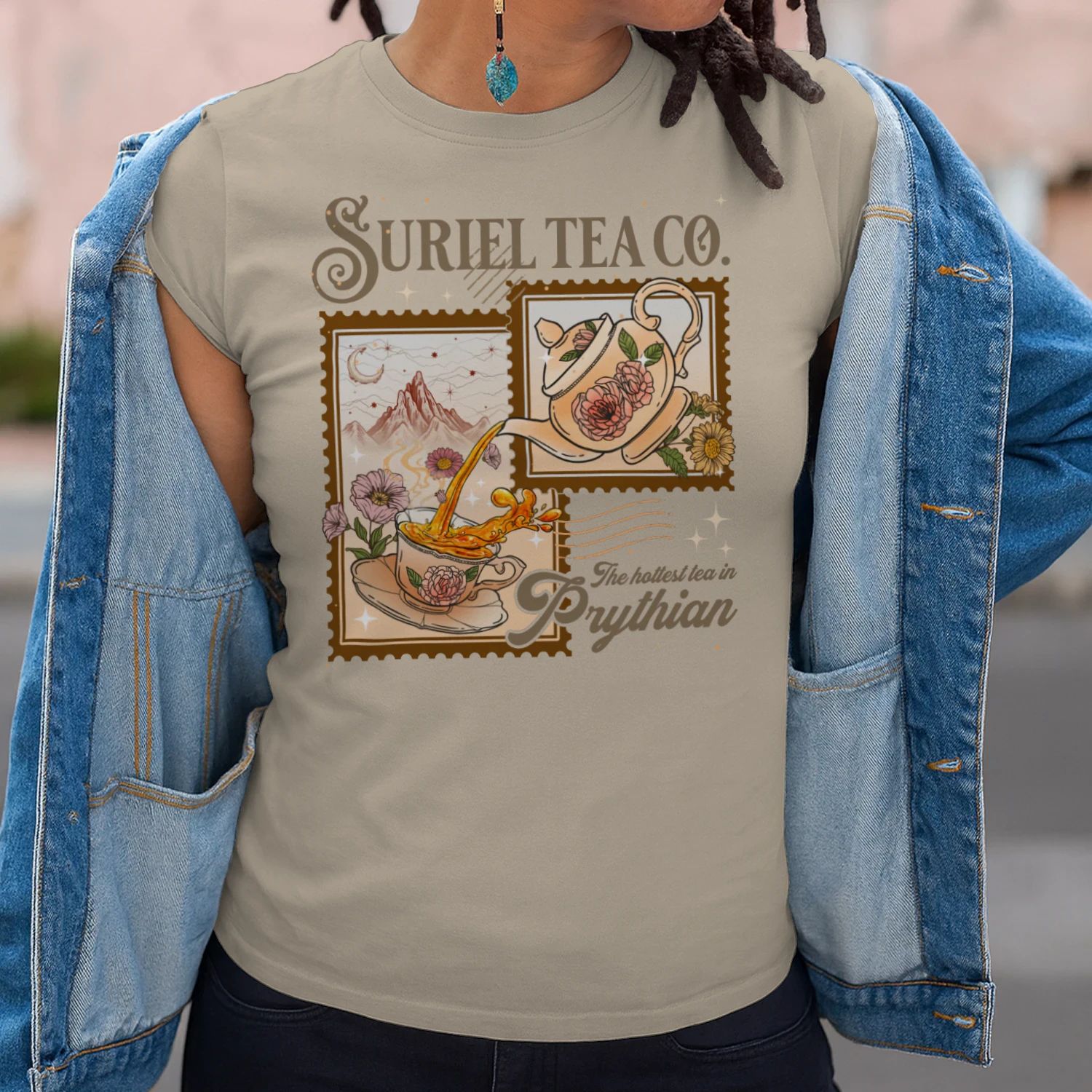 Suriel Tea Co Heavy Cotton Light Colors T-shirt 1 Side, Acotar Series Gildan Tee, Fantasy Romance Book Shirt, Book Lover Gifts