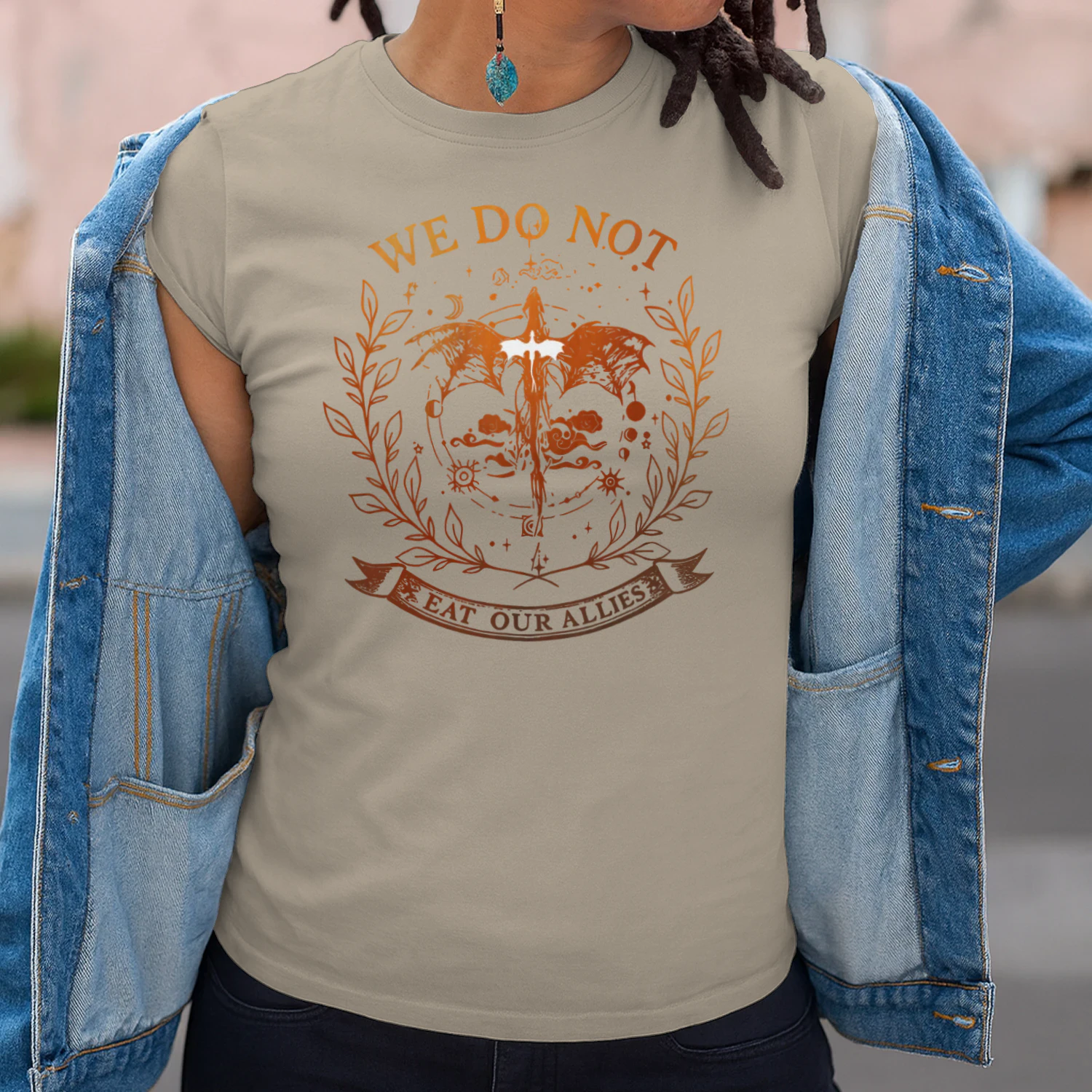 We Do Not Eat Our Allies Heavy Cotton Light Colors T-shirt 1 Side, Fourth Wing Gildan Tee, Fantasy Romance Book Shirt, Book Gifts