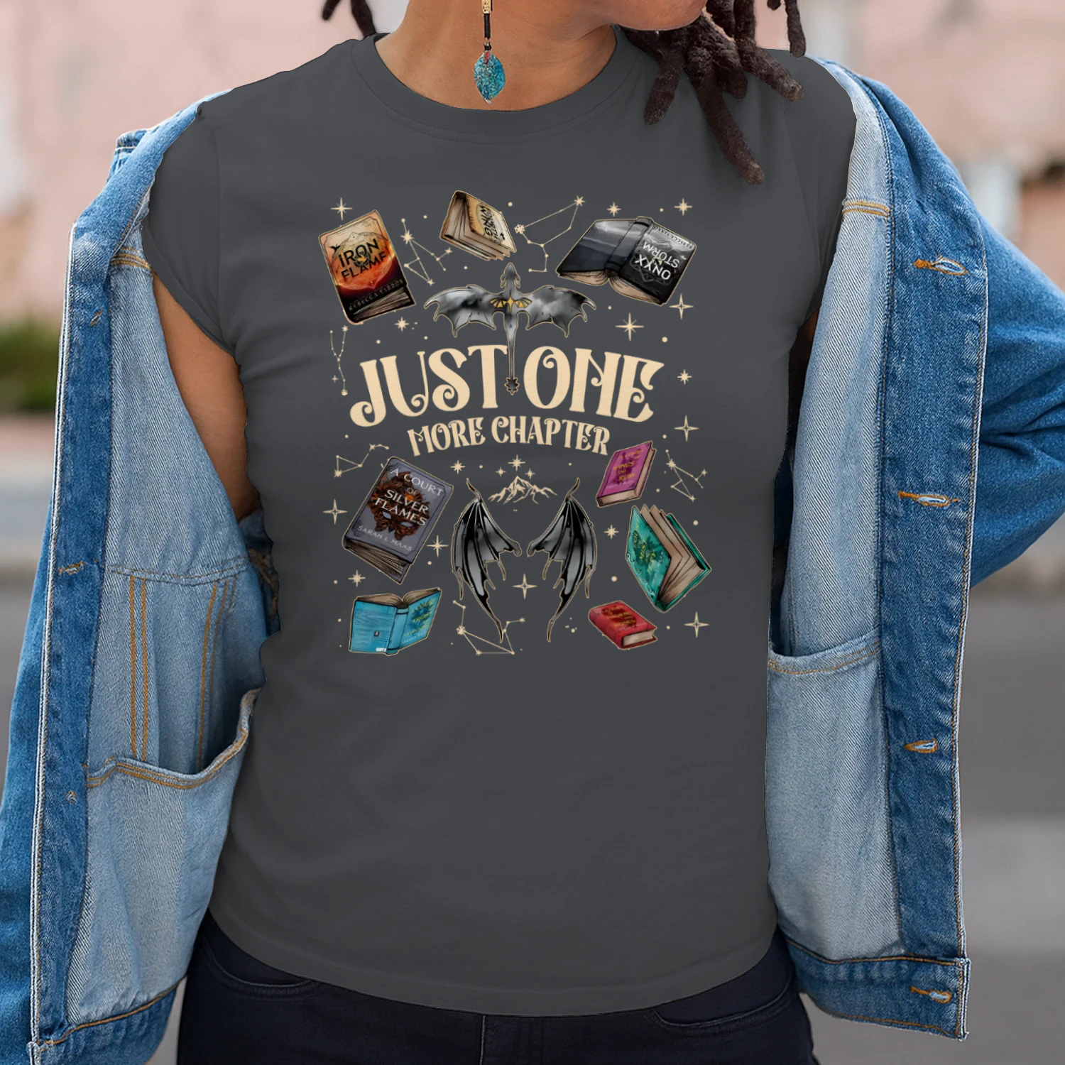 Just One More Chapter Heavy Cotton Dark Colors T-shirt 1 Side, Acotar Gildan Tee, Romantasy Shirt, Book Lover Gifts