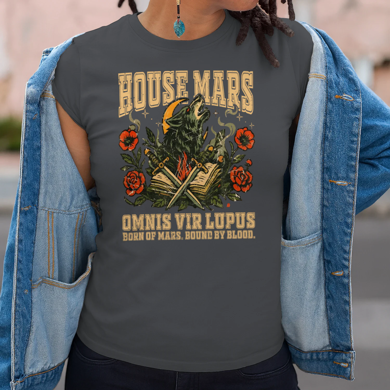 House Mars Heavy Cotton Dark Colors T-shirt 1 Side, Red Rising Saga Gildan Tee, Science Fiction Book Shirt, Book Lover Gifts