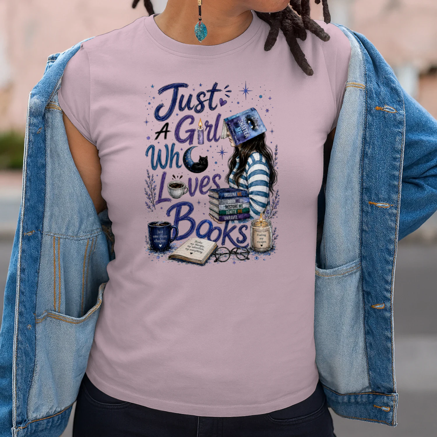 Just A Girl Who Lovers Books Heavy Cotton Light Colors T-shirt 1 Side, Shatter Me Gildan Tee, Romantasy Shirt, Book Lover Gifts