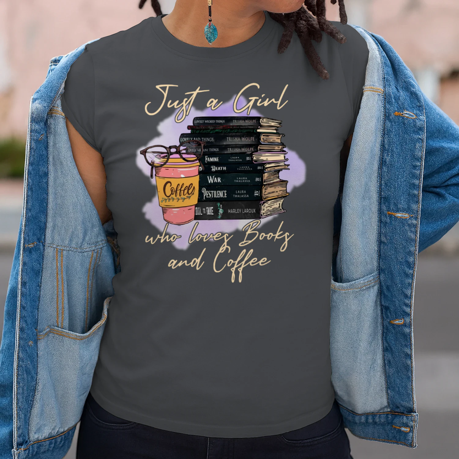 Girl Love Book And Coffee Heavy Cotton T-shirt 1 Side, Dark Romance Book Tee, Romantasy Book Shirt, Book Lover Gifts