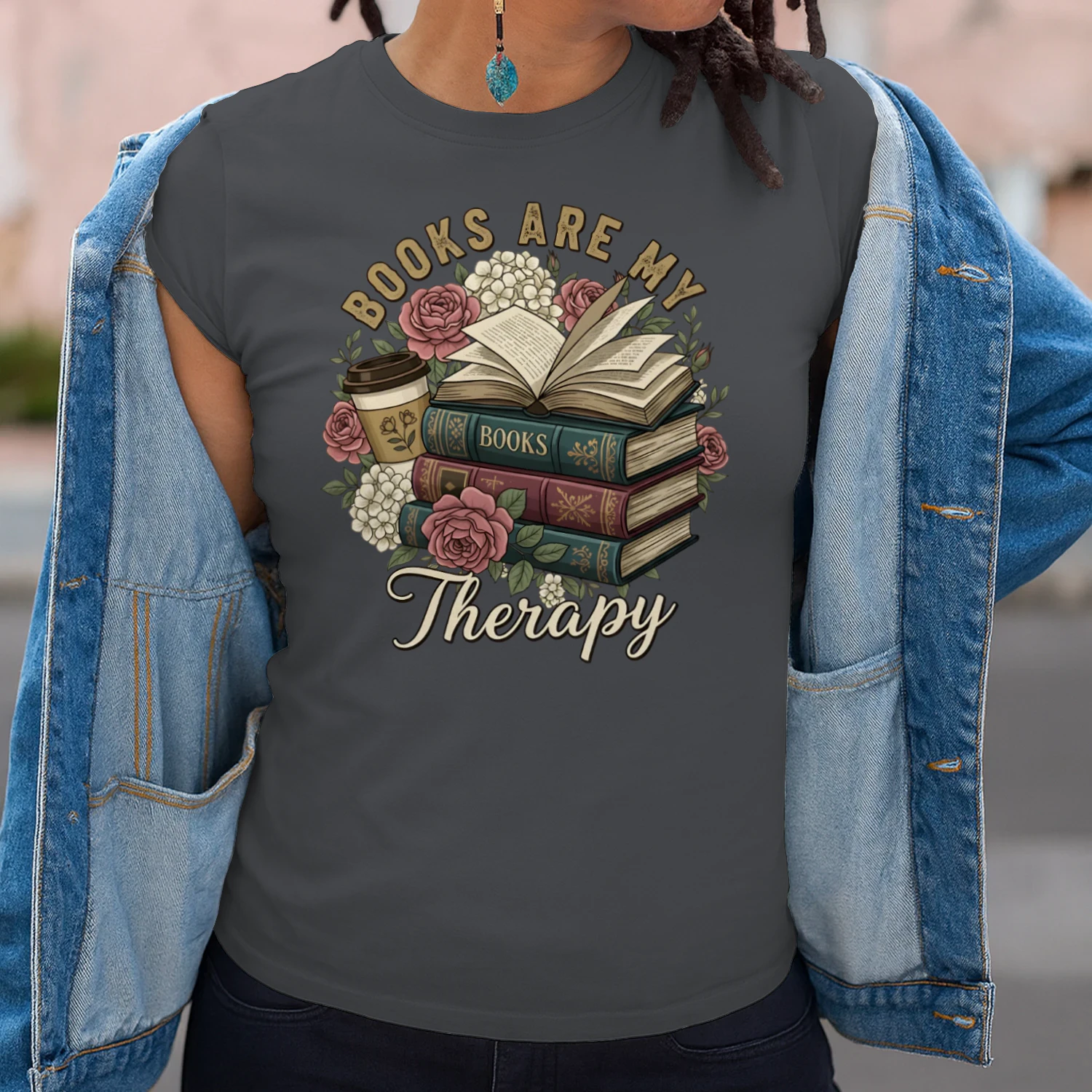 Book Are My Therapy V3 Heavy Cotton Dark Colors T-shirt 1 Side, Book Club Gildan Tee, Readers Club Shirt, Book Lover Gifts